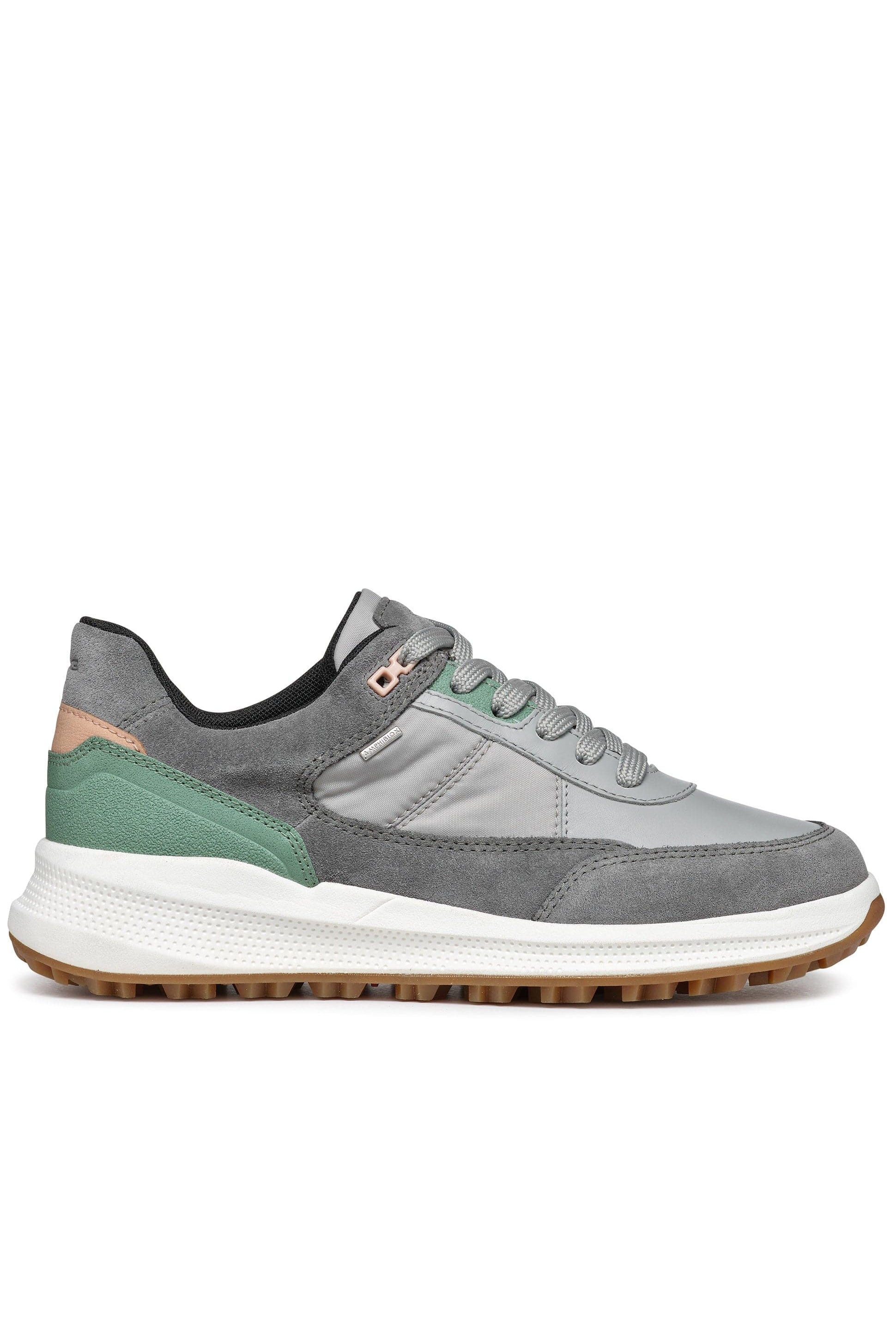Geox Womens PG1X ABX Suede & Nappa Trainers - Dark Stone/Light Grey