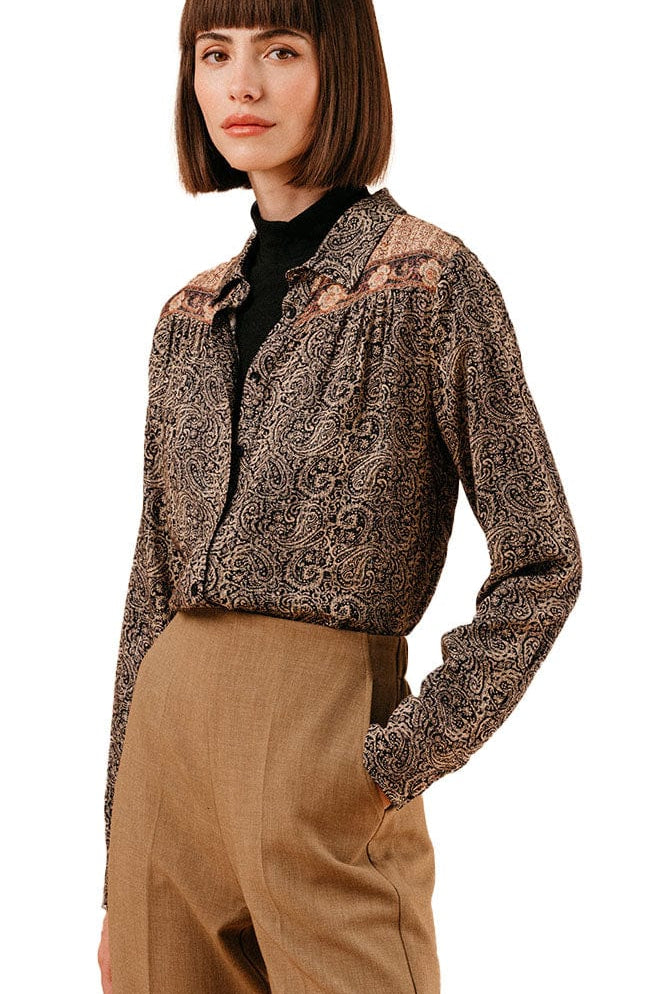 Grace & Mila Lovina Paisley Print Shirt - Noir