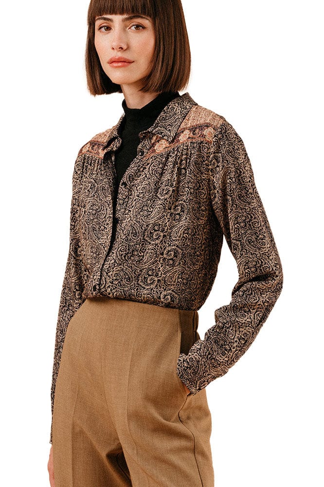 Grace & Mila Lovina Paisley Print Shirt - Noir