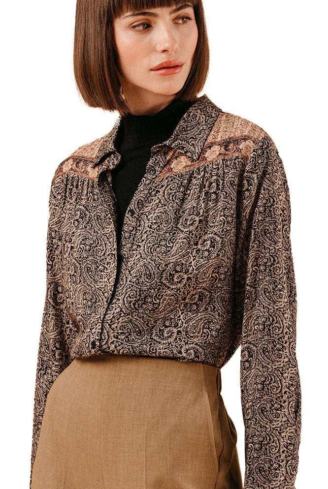 Grace & Mila Lovina Paisley Print Shirt - Noir