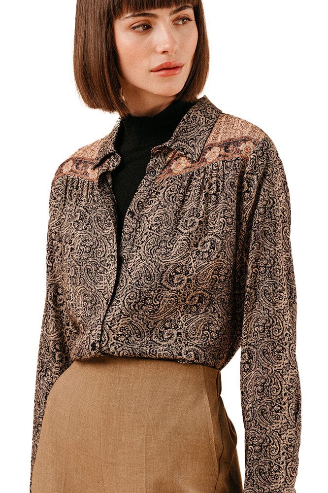 Grace & Mila Lovina Paisley Print Shirt - Noir