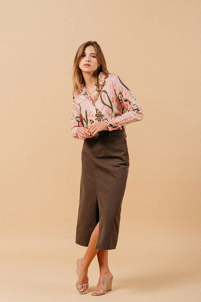 Grace & Mila Marica Printed Cotton Shirt - Rose/Green