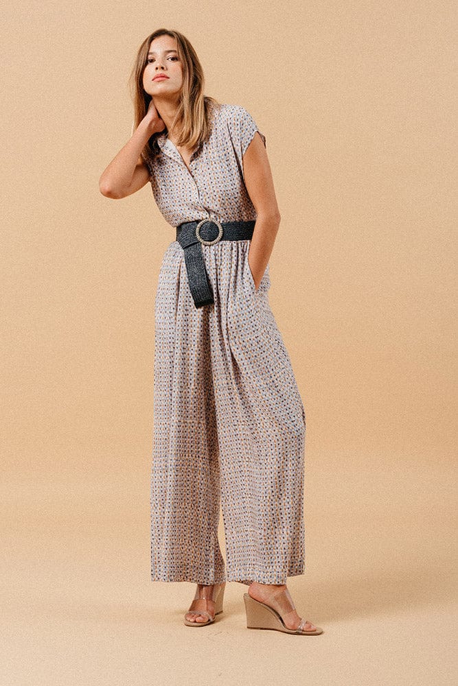 Grace & Mila Matriochka Printed Cap Sleeve Blouse - Ecru/Multi