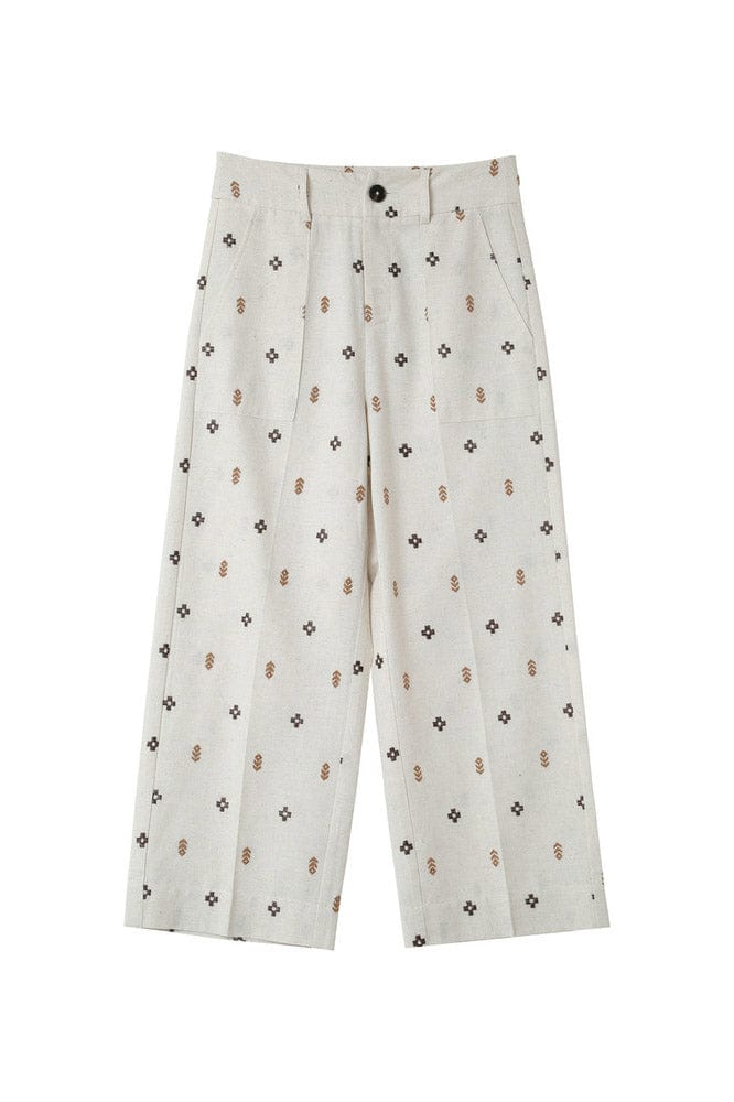 Grace & Mila Messina Linen Blend Embroidered Cropped Trousers - Camel