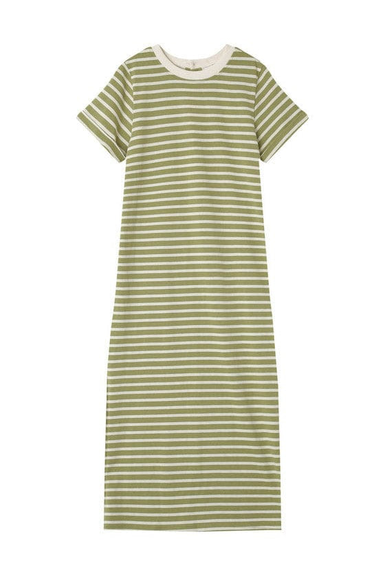 Grace & Mila Montmartre Stripe Sweatshirt Dress - Green/Cream