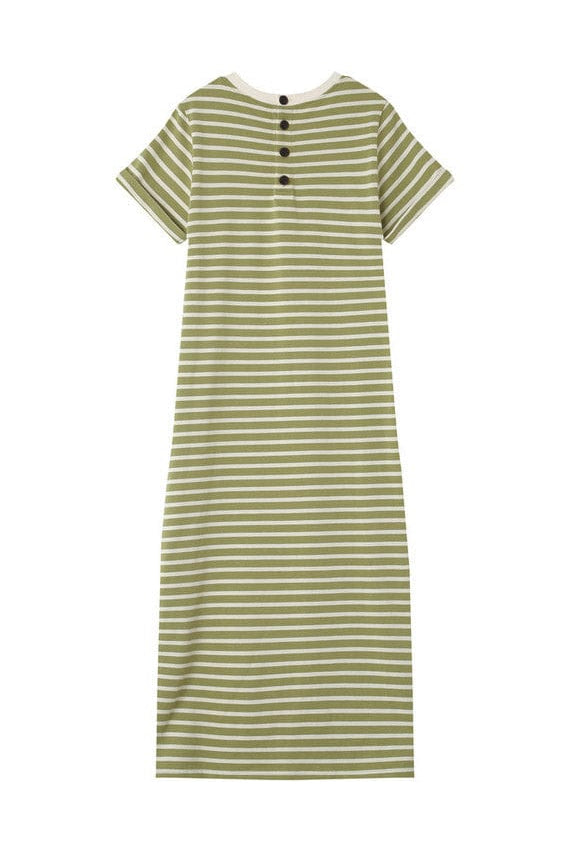 Grace & Mila Montmartre Stripe Sweatshirt Dress - Green/Cream