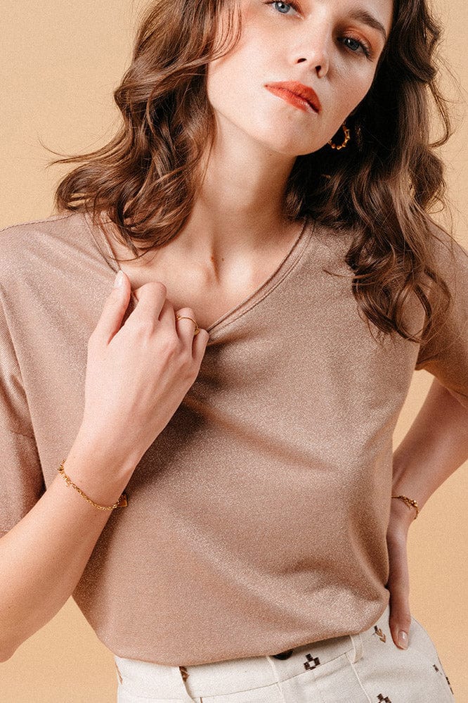 Grace & Mila Must Lurex T-Shirt - Bronze