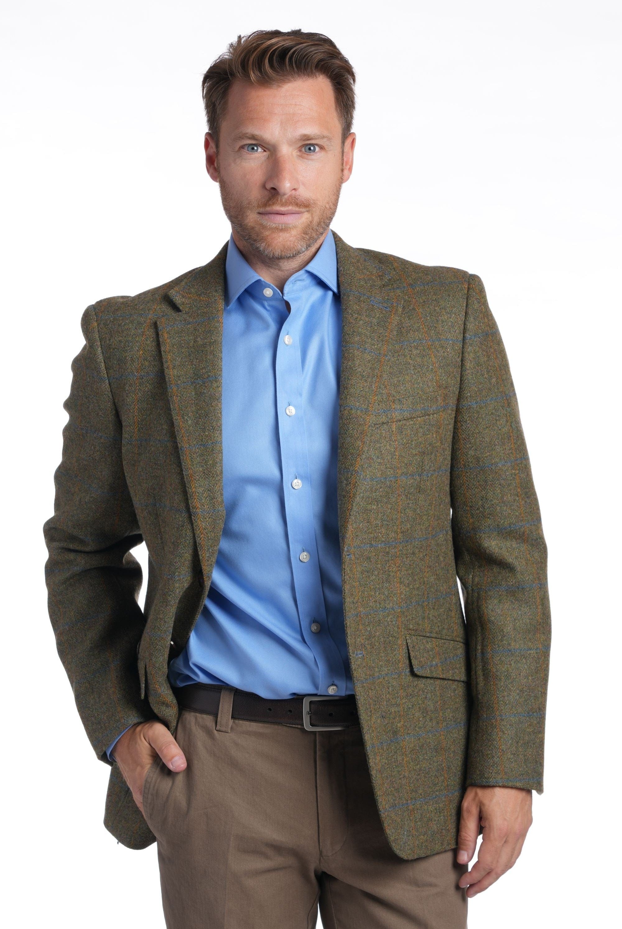 Gurteen Thorley Mallalieus Wool Tweed Jacket - Green/Tangerine