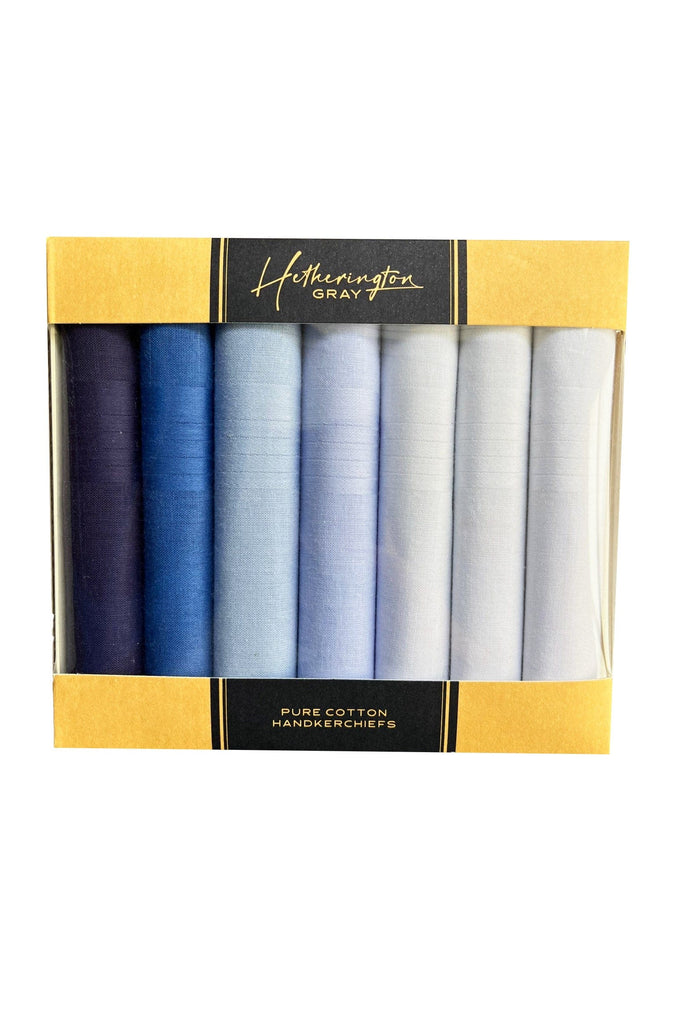 Hetherington Gray Classic Gold Cotton 7 Pack of Handkerchiefs - Blue MR75122_BLUE_OS