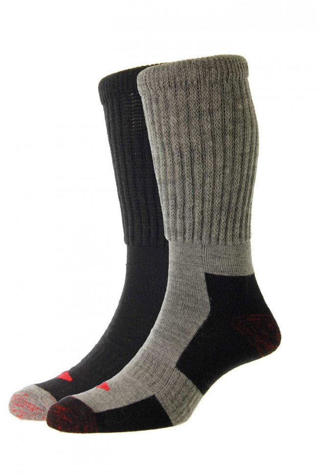 HJ Hall Comfort Top Wool Work Socks 2 Pack - Assorted