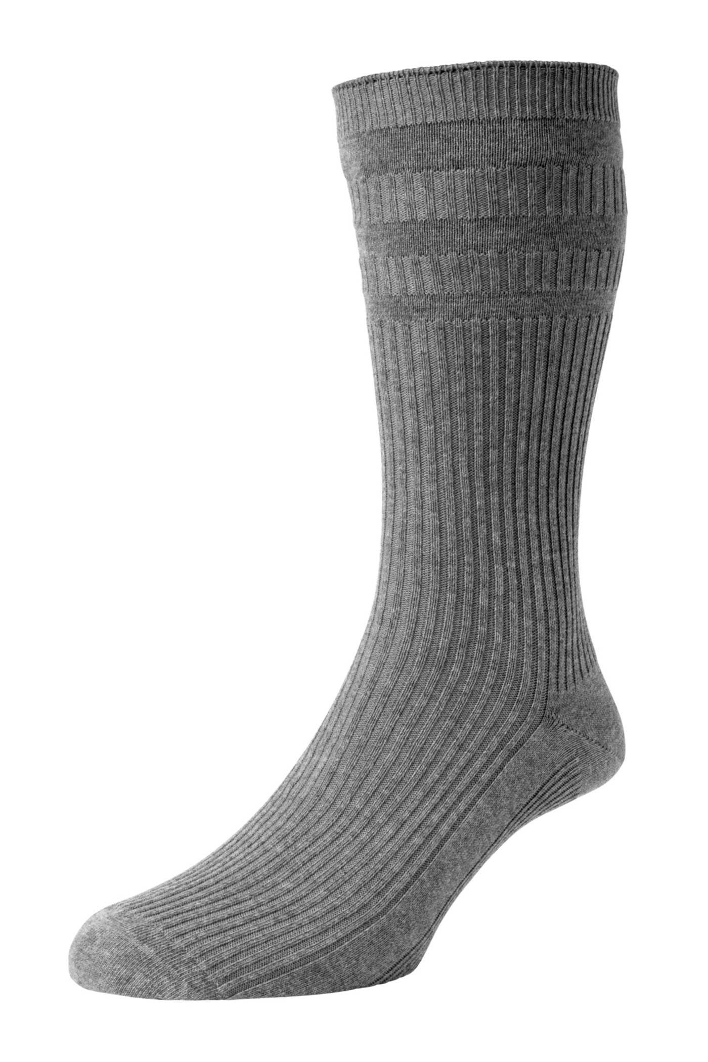 HJ Hall Mens Healthy Feet Extra Wide Cotton Softop Socks with Sanitize - Oatmeal Melange HJ91H_MIDGREYMEL_6-11