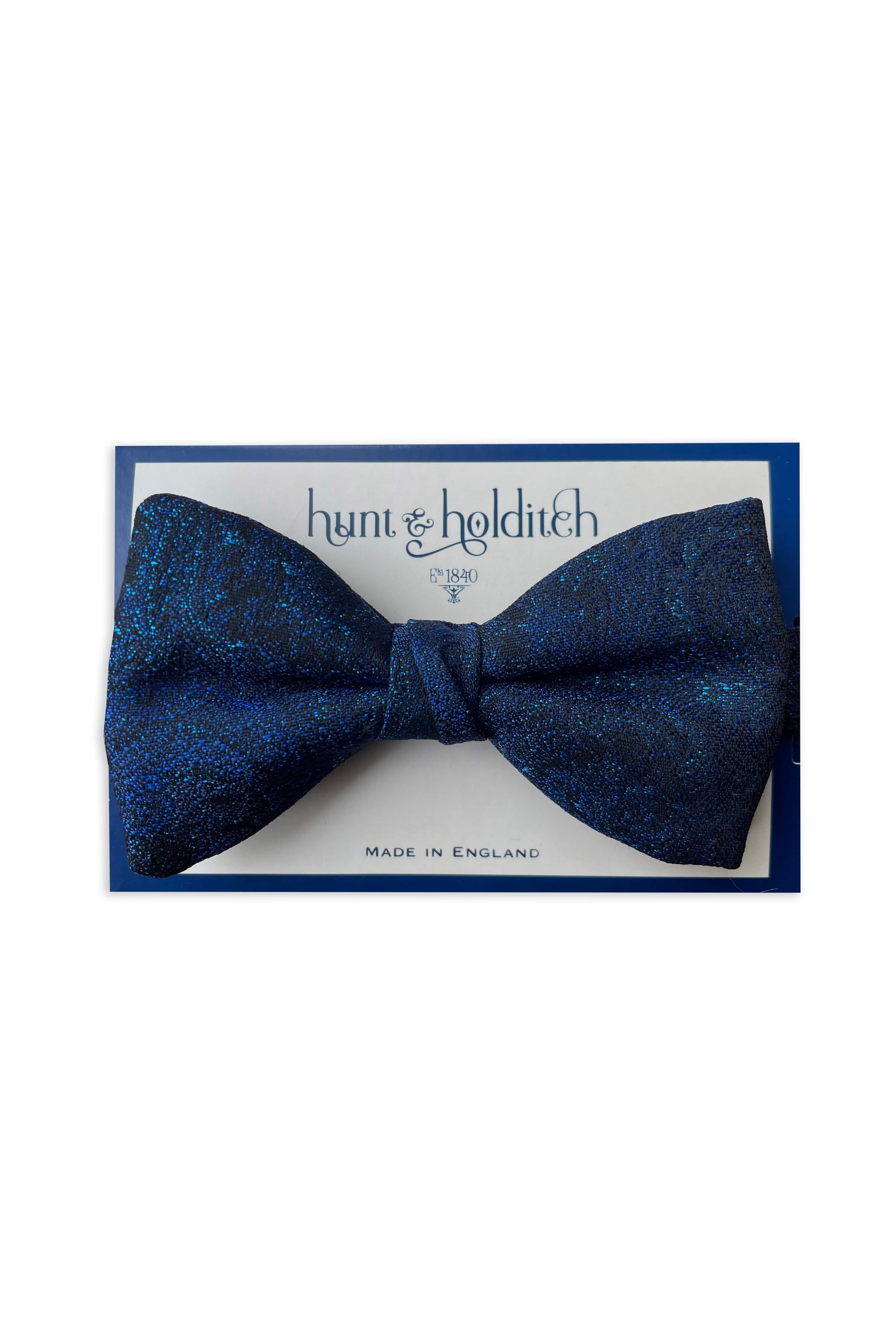Hunt & Holditch Lurex Glitter Self Tied Bow Tie - Black/Blue SP2225_BLABLU_OS