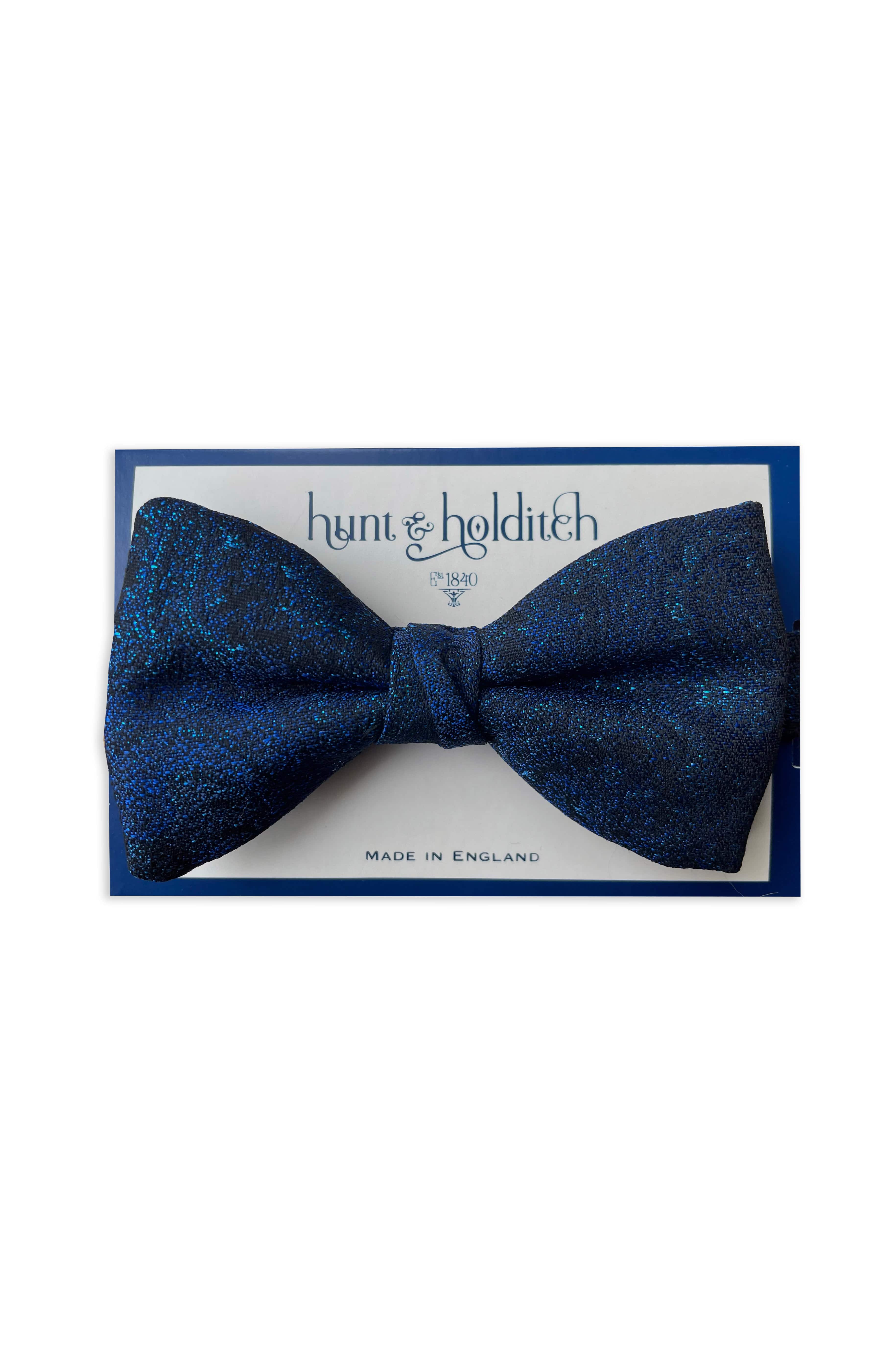 Hunt & Holditch Lurex Glitter Self Tied Bow Tie - Black/Blue SP2225_BLABLU_OS