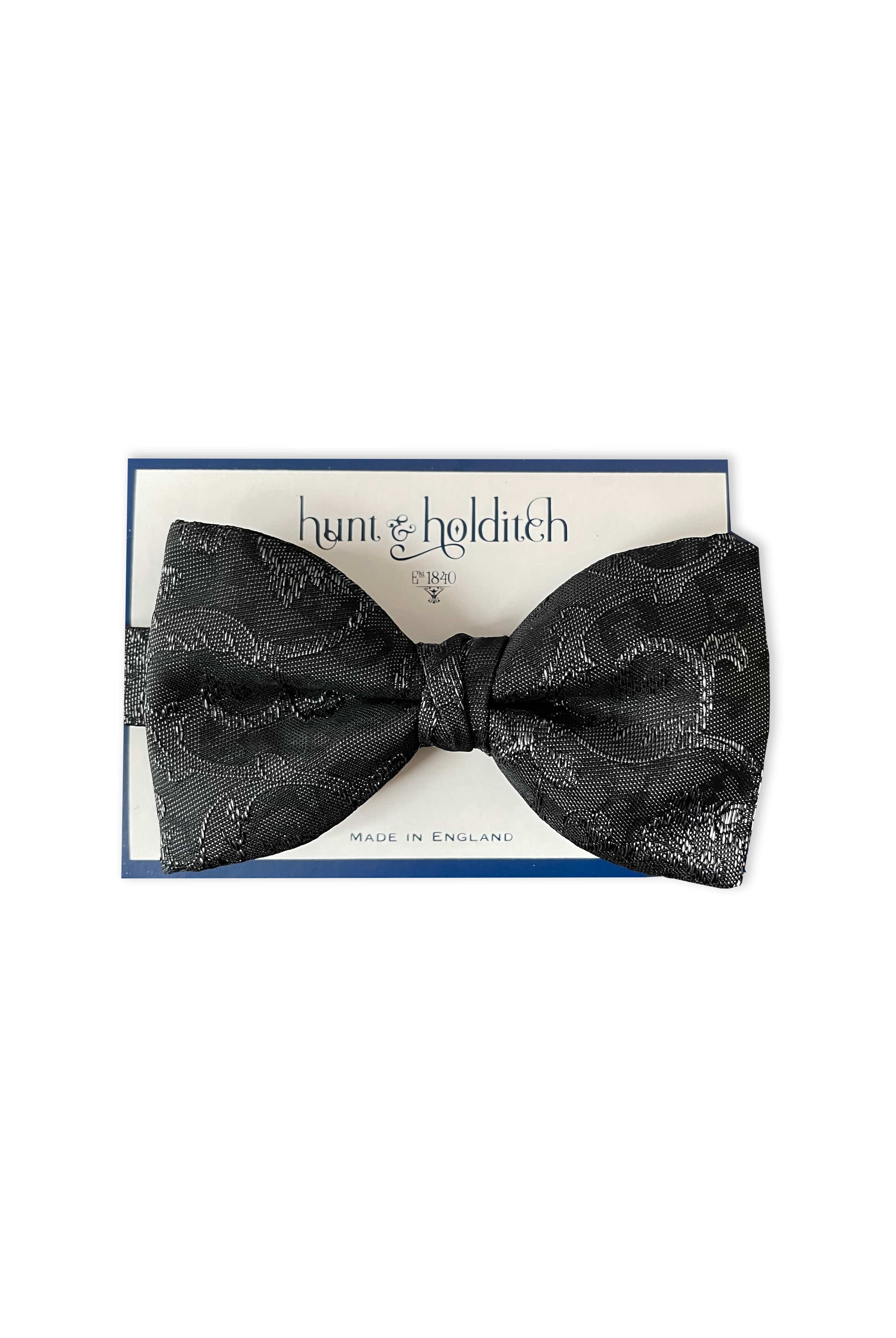 Hunt & Holditch Patterned Ready Tied Bow Tie - Black SP2236_BLACK_OS