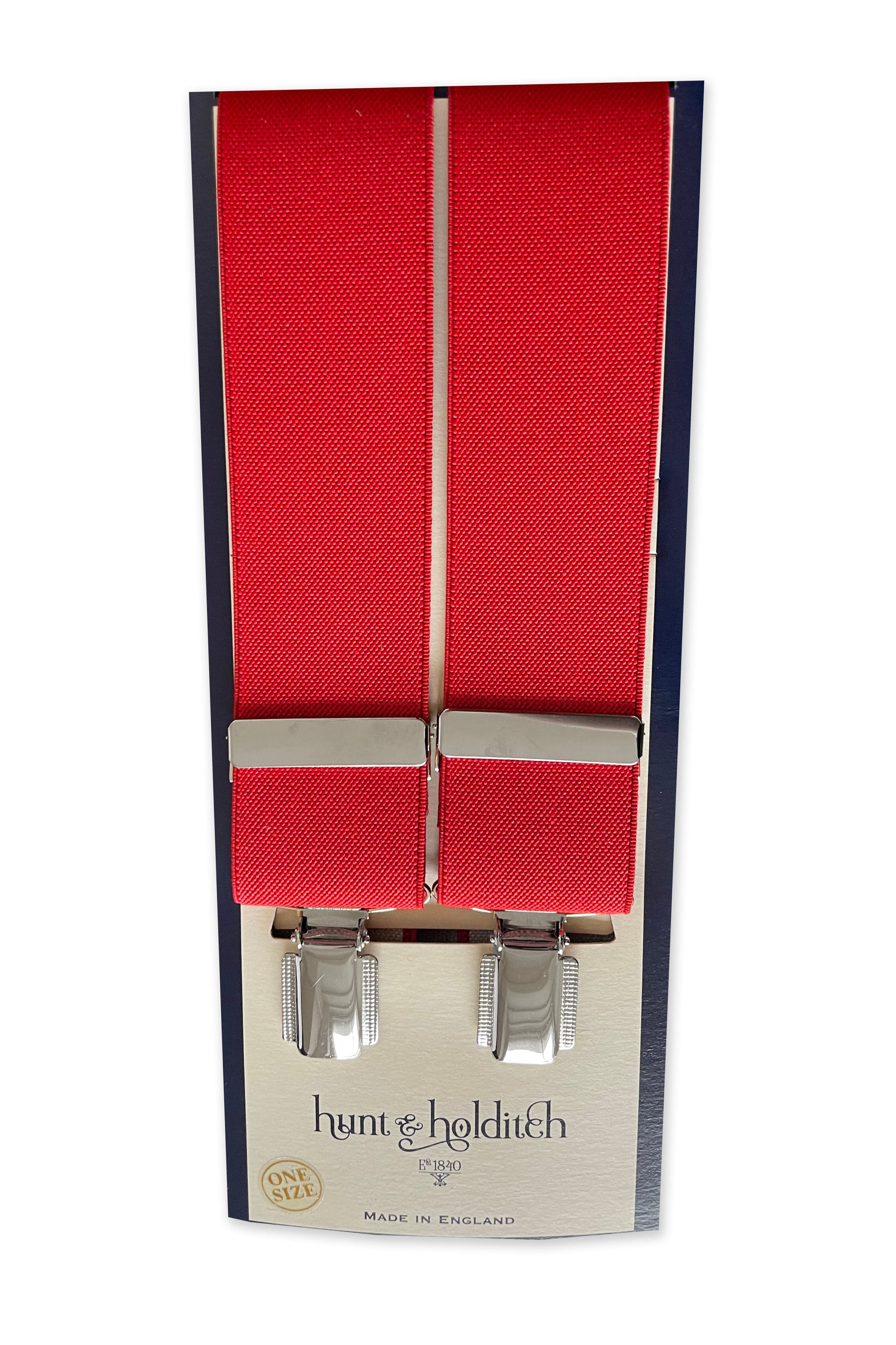 Hunt & Holditch Plain 35mm Clip Braces - Red 1916_RED_OS