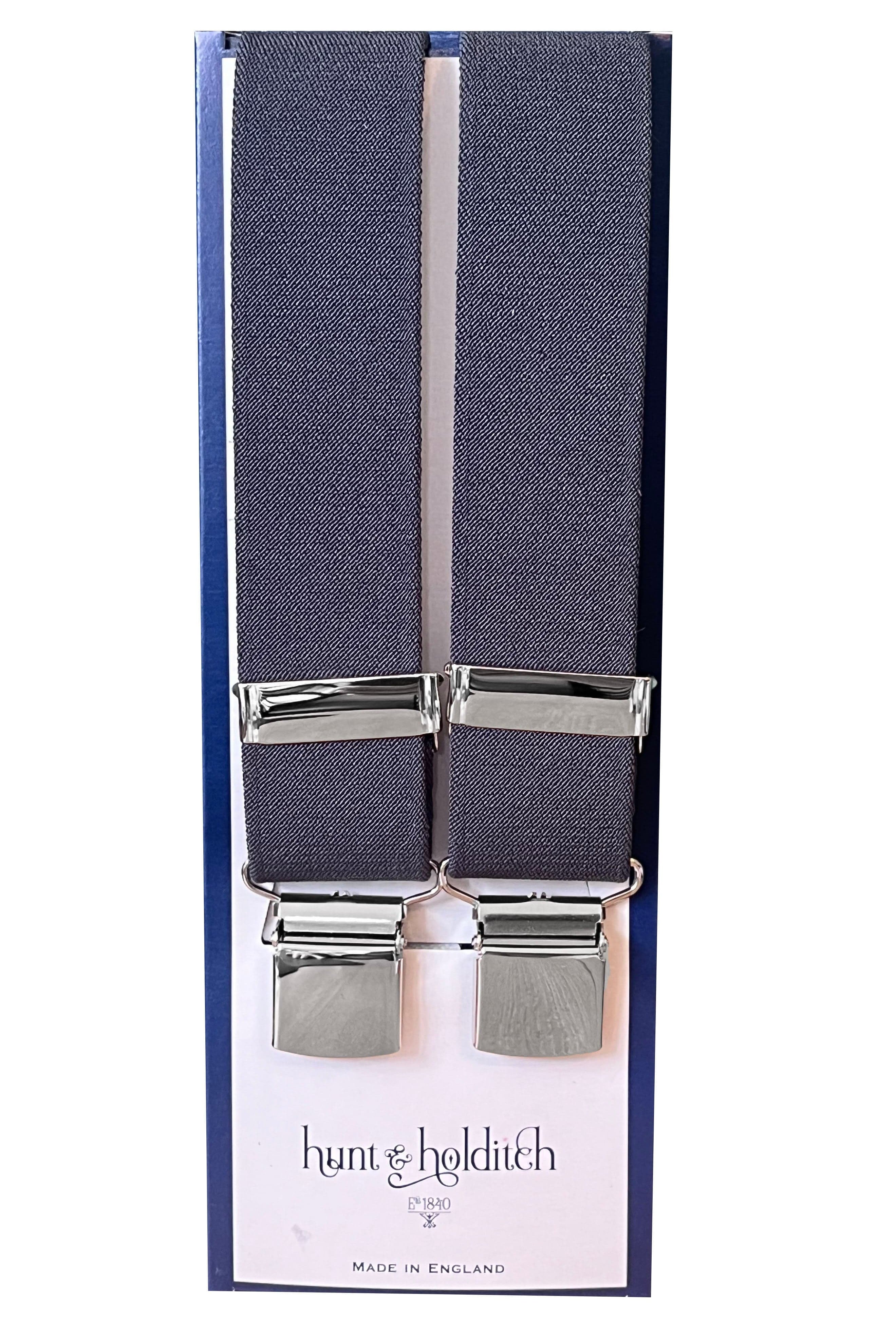 Hunt & Holditch Plain 35mm Wide Clip Braces - Charcoal