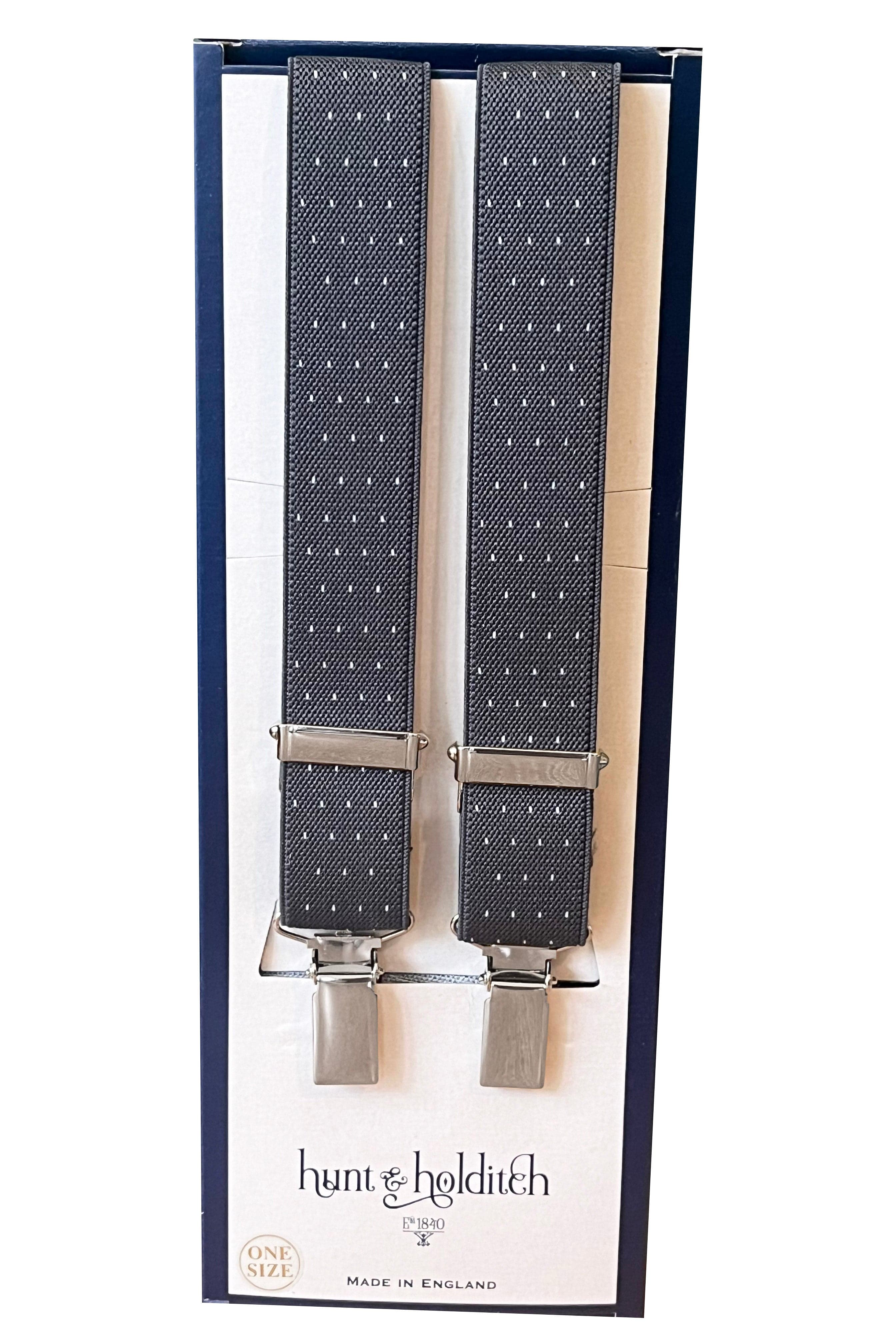 Hunt & Holditch Spot 25mm Clip Braces - Grey/White 1940_GREY/WHITE_OS