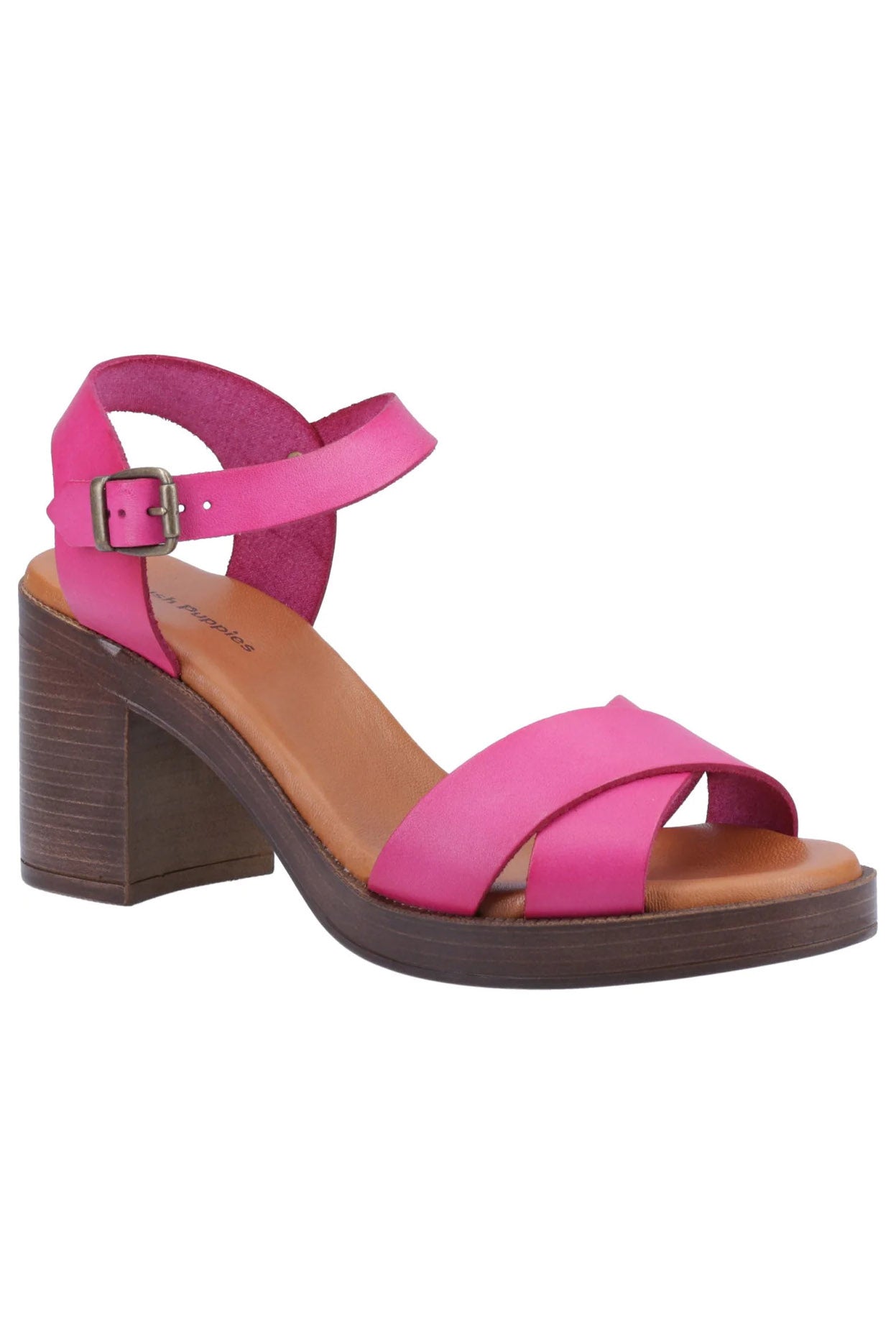 Hush Puppies Georgia Leather Heeled Sandals - Pink