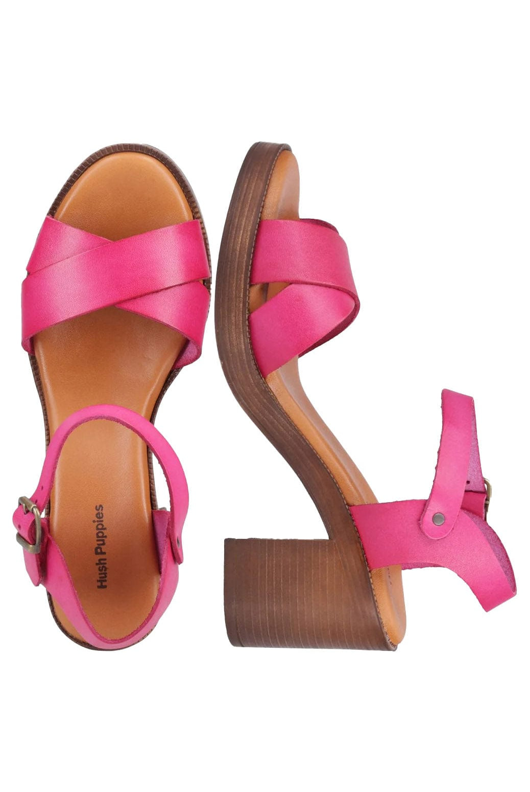 Hush Puppies Georgia Leather Heeled Sandals - Pink