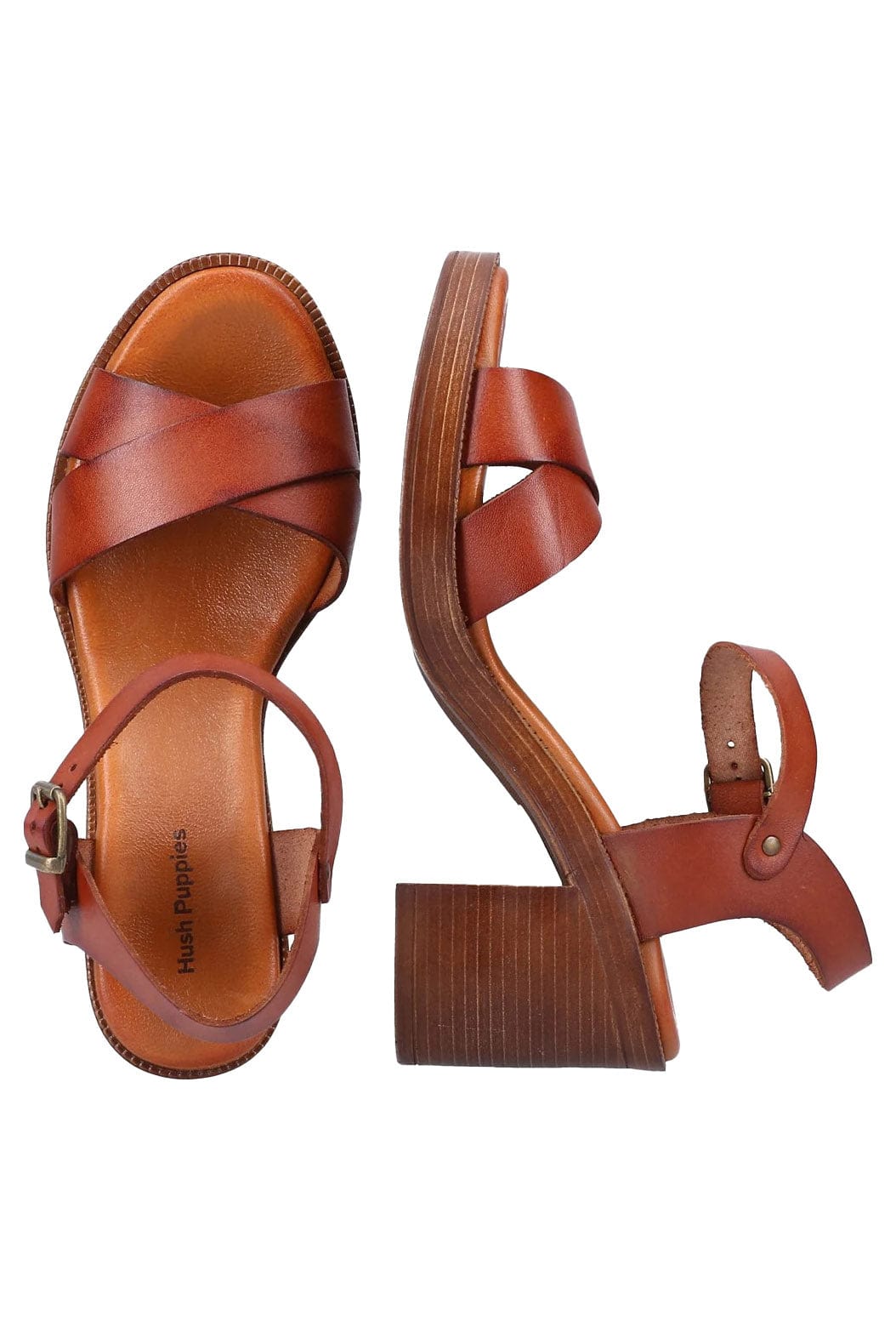 Hush Puppies Georgia Leather Heeled Sandals - Tan