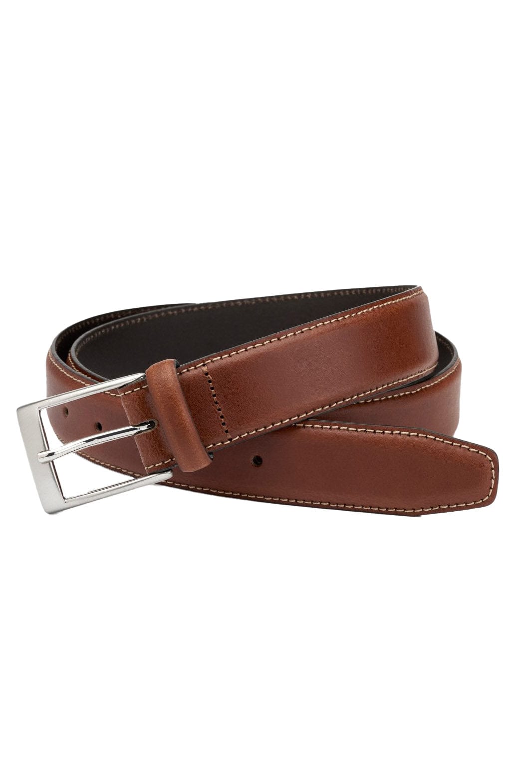 Ibex 30mm Stitched Edge Leather Belt - Mid Brown