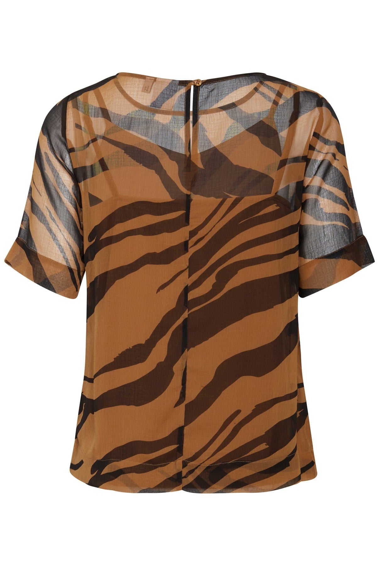 Ichi Bikka Animal Print Short Sleeve Blouse - Thrunsh