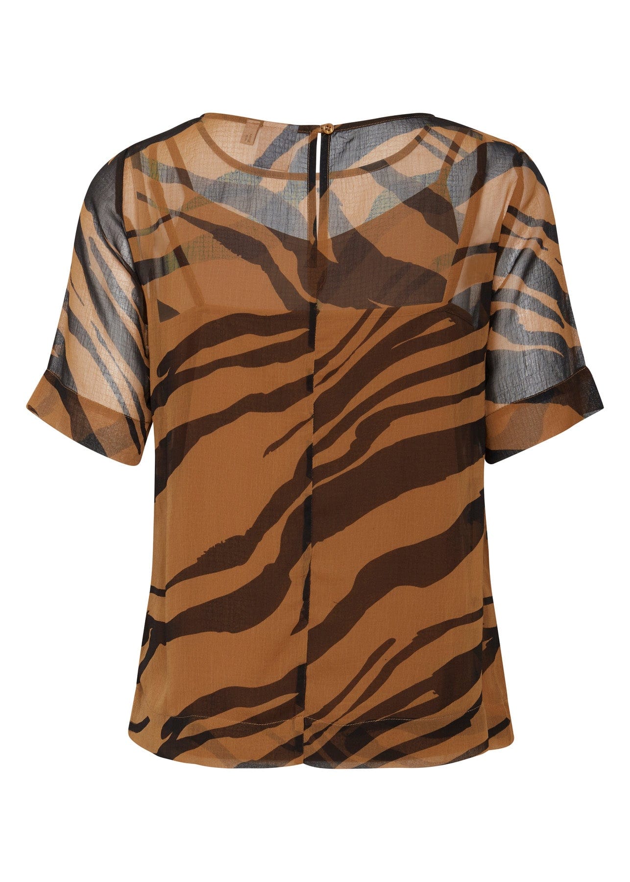 Ichi Bikka Animal Print Short Sleeve Blouse - Thrunsh