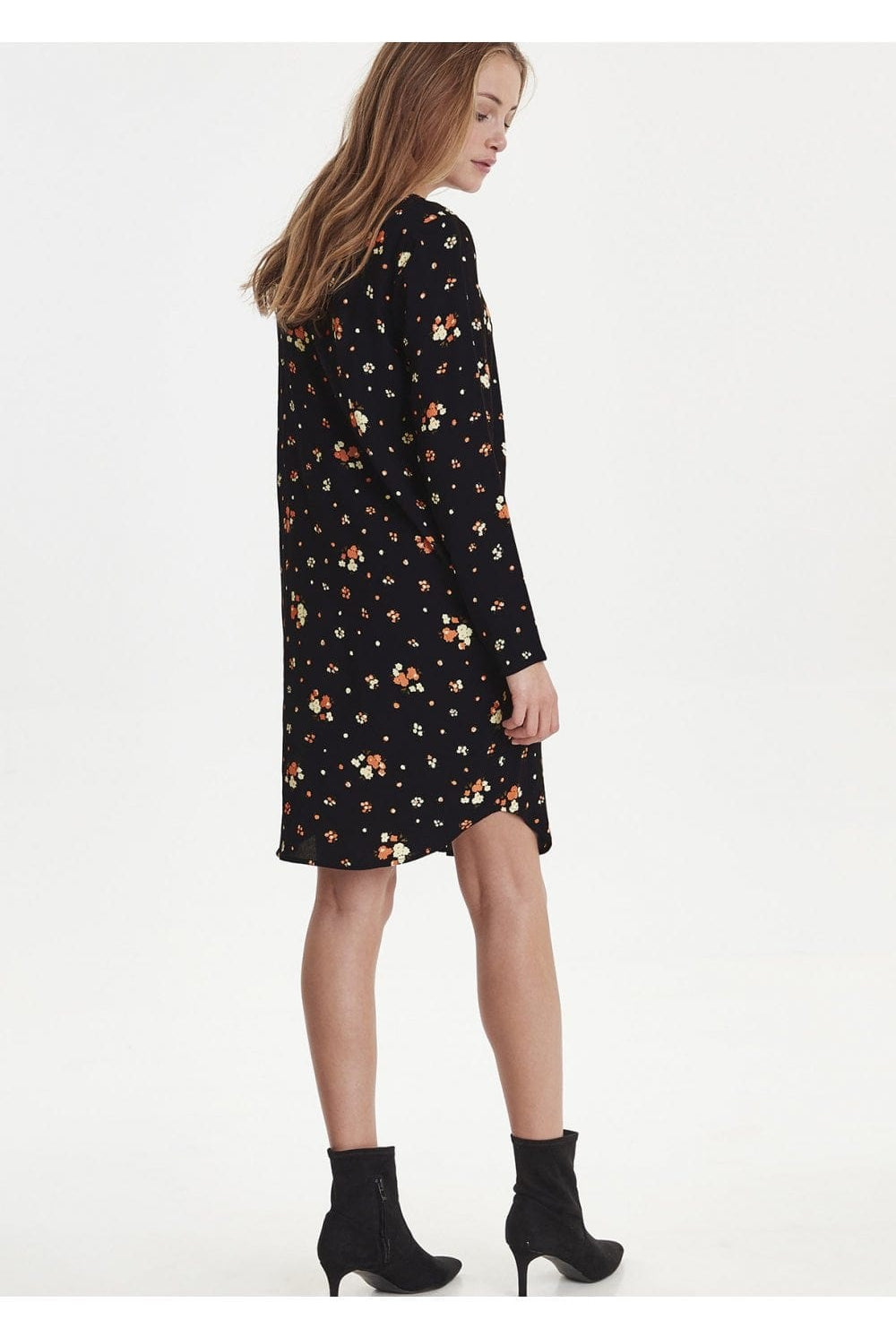 Ichi Catten Floral Print Dress - Black