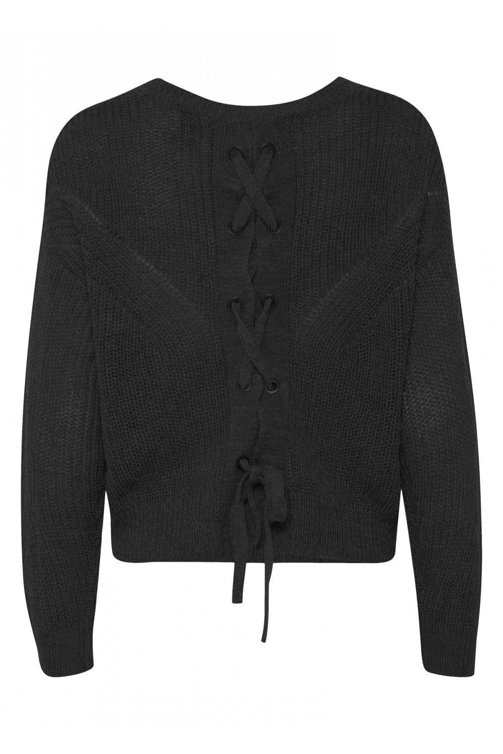 Ichi Luello Corset-Effect Back Jumper - Black