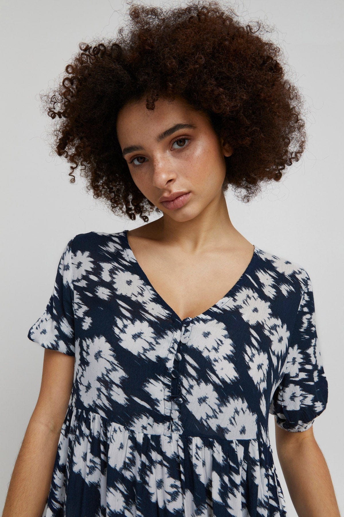 Ichi Marrakech Printed Summer Dress - Total Eclipse