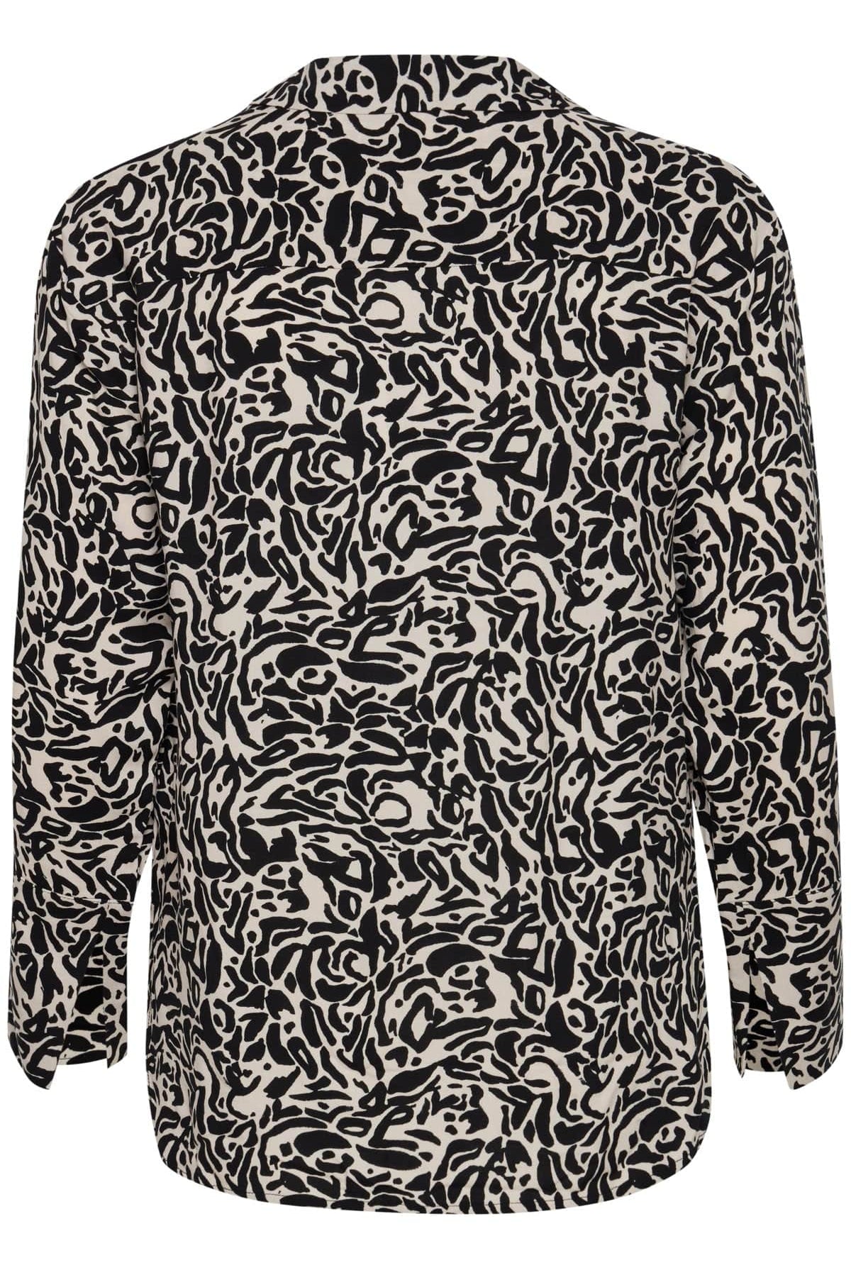 Ichi Vera Long Sleeve Woven Shirt - Black Leo