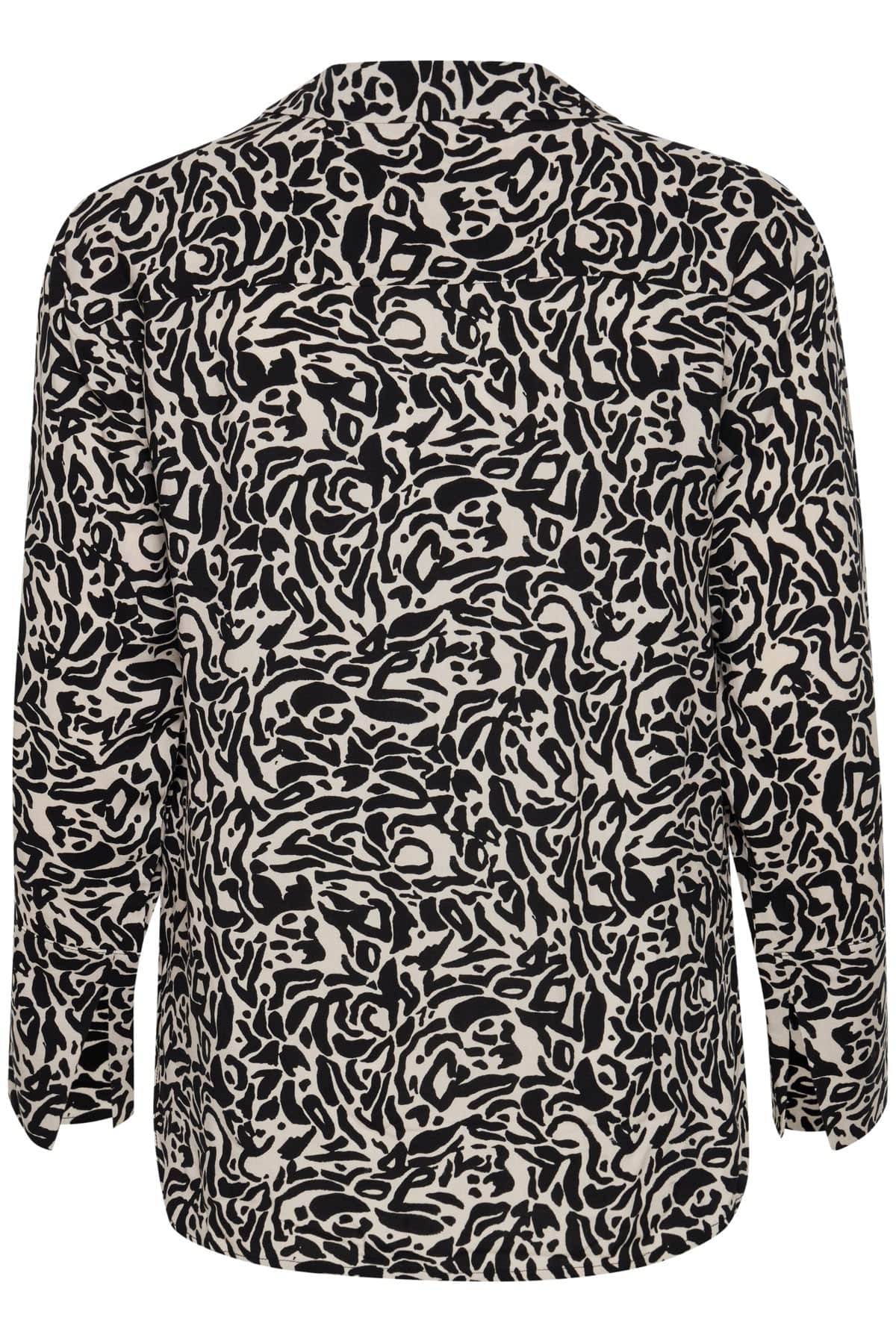 Ichi Vera Long Sleeve Woven Shirt - Black Leo