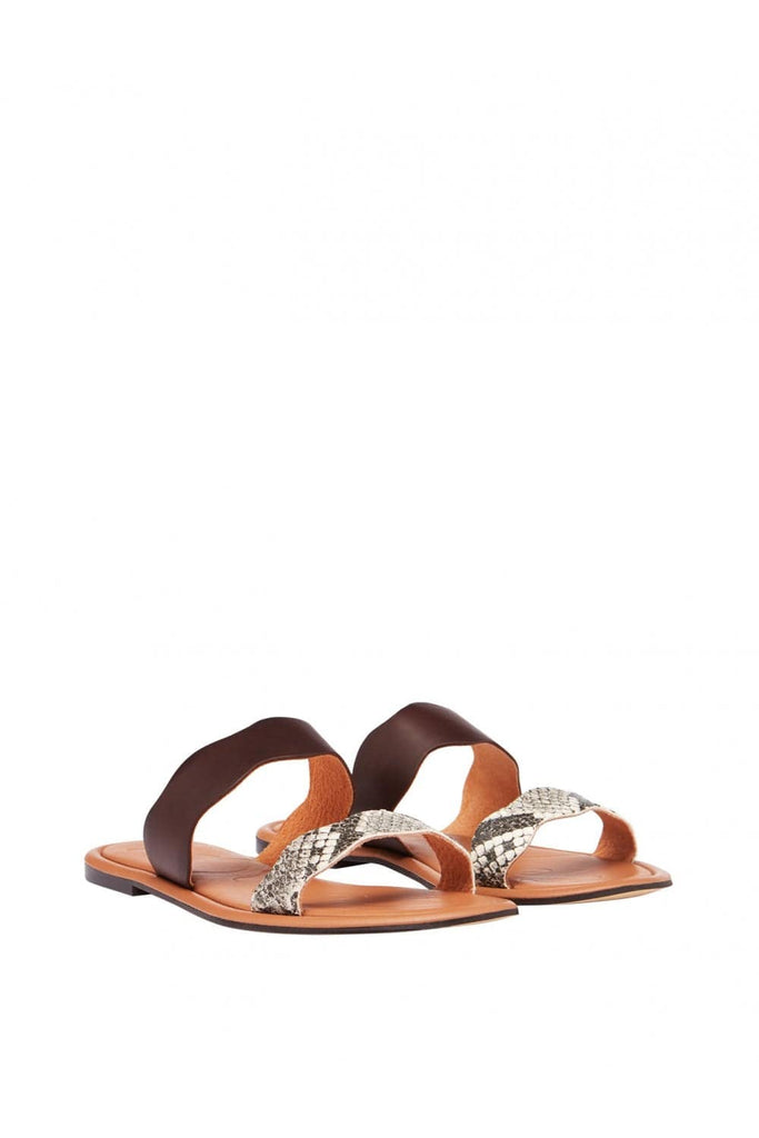 Joules Aimee  Scalloped Edge Leather Sandal - Snake
