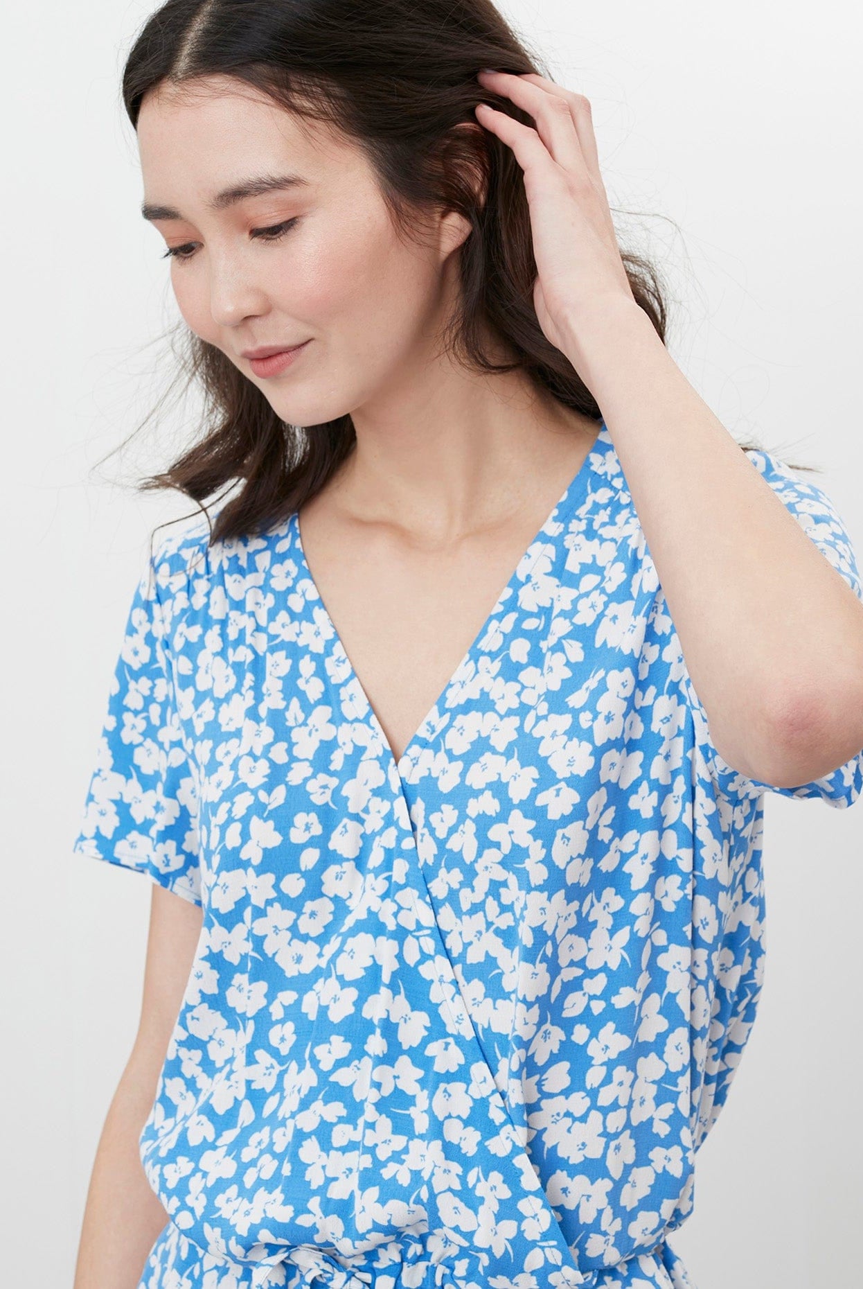 Joules Celine Wrap Culotte Jumpsuit - Blue Floral