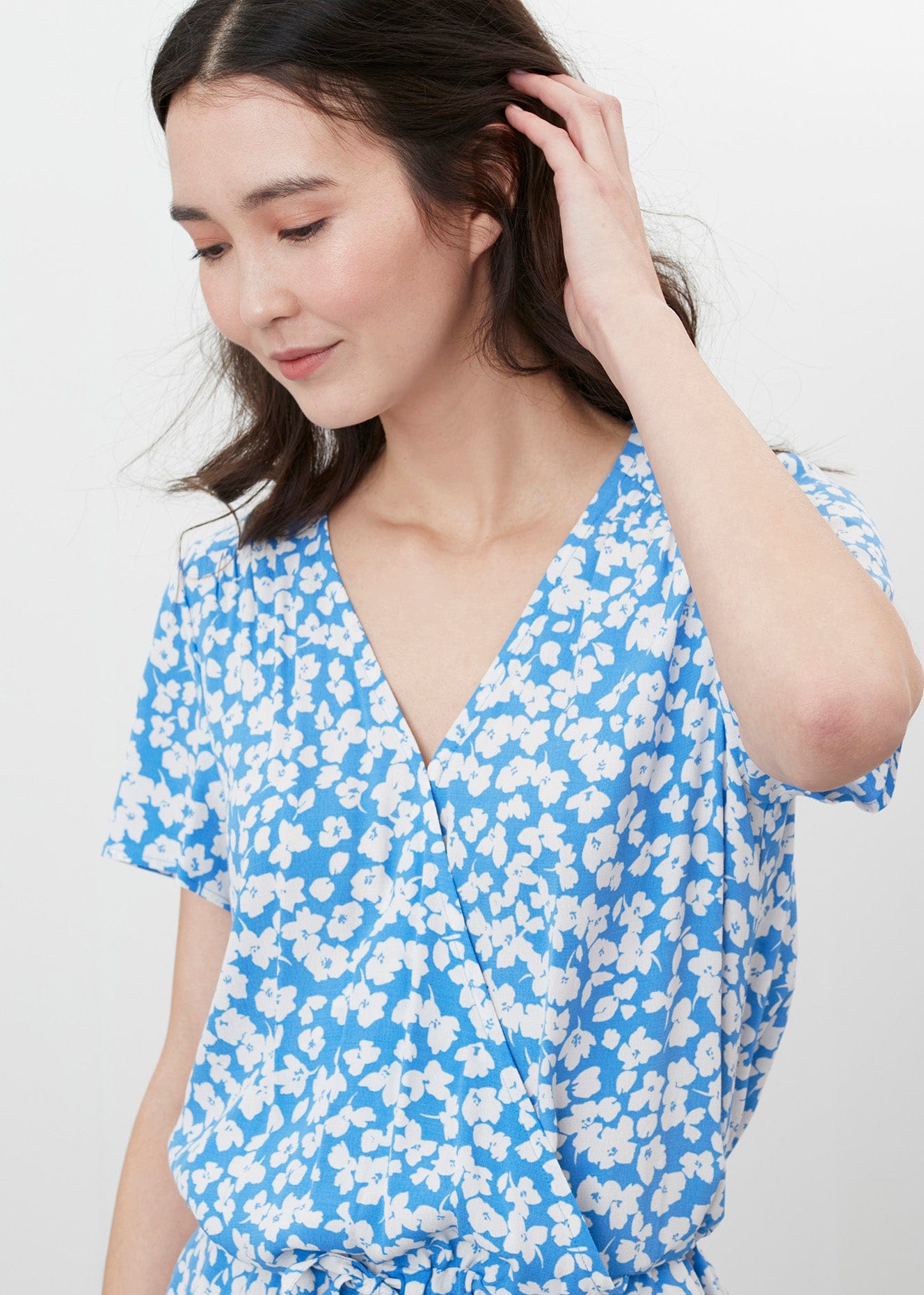 Joules Celine Wrap Culotte Jumpsuit - Blue Floral