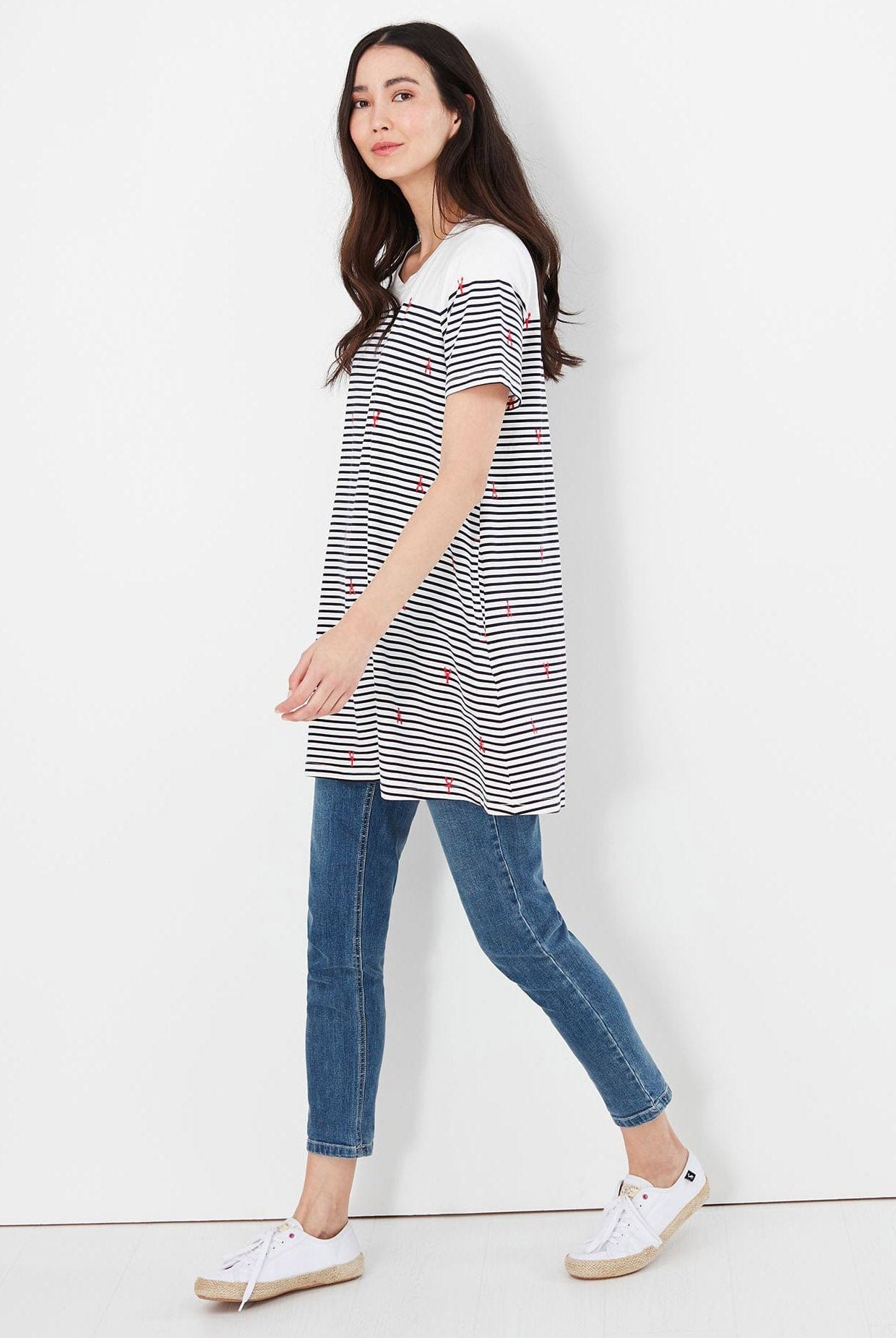 Joules Hattie A Line Tunic - Navy Stripe Lobster