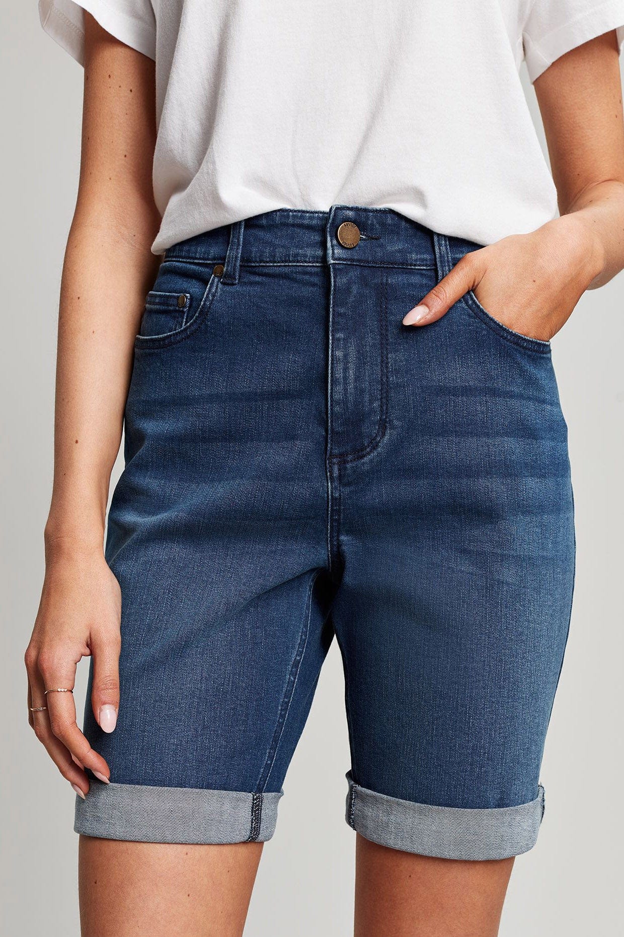 Joules Shirley Long Denim Short - Mid Indigo