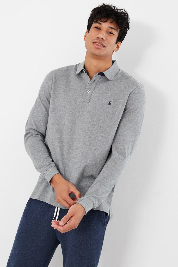 Joules Woodwell Long Sleeve Polo Shirt - Grey Marl