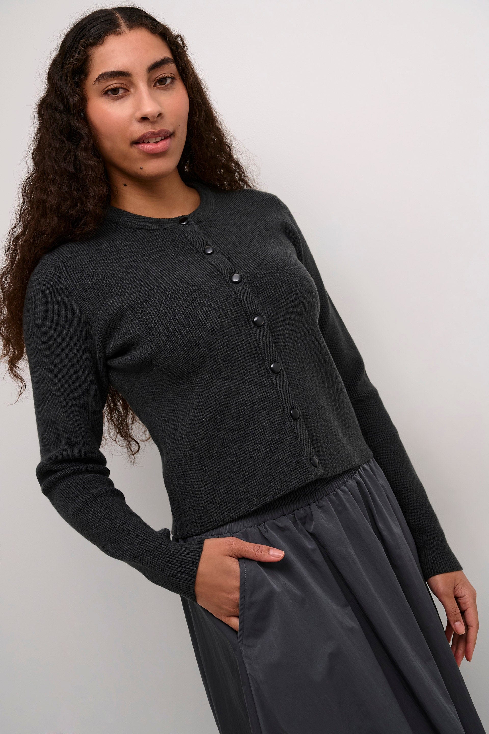Kaffe Amy Cardigan - Black Oyster