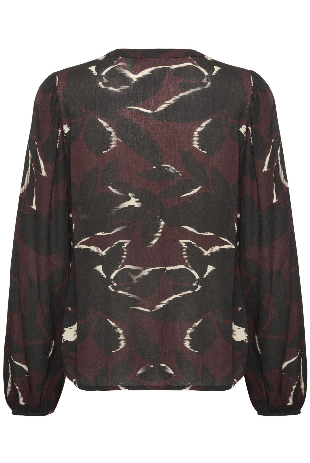 Kaffe Beate Leaf Print Blouse - Windsor Wine/Black