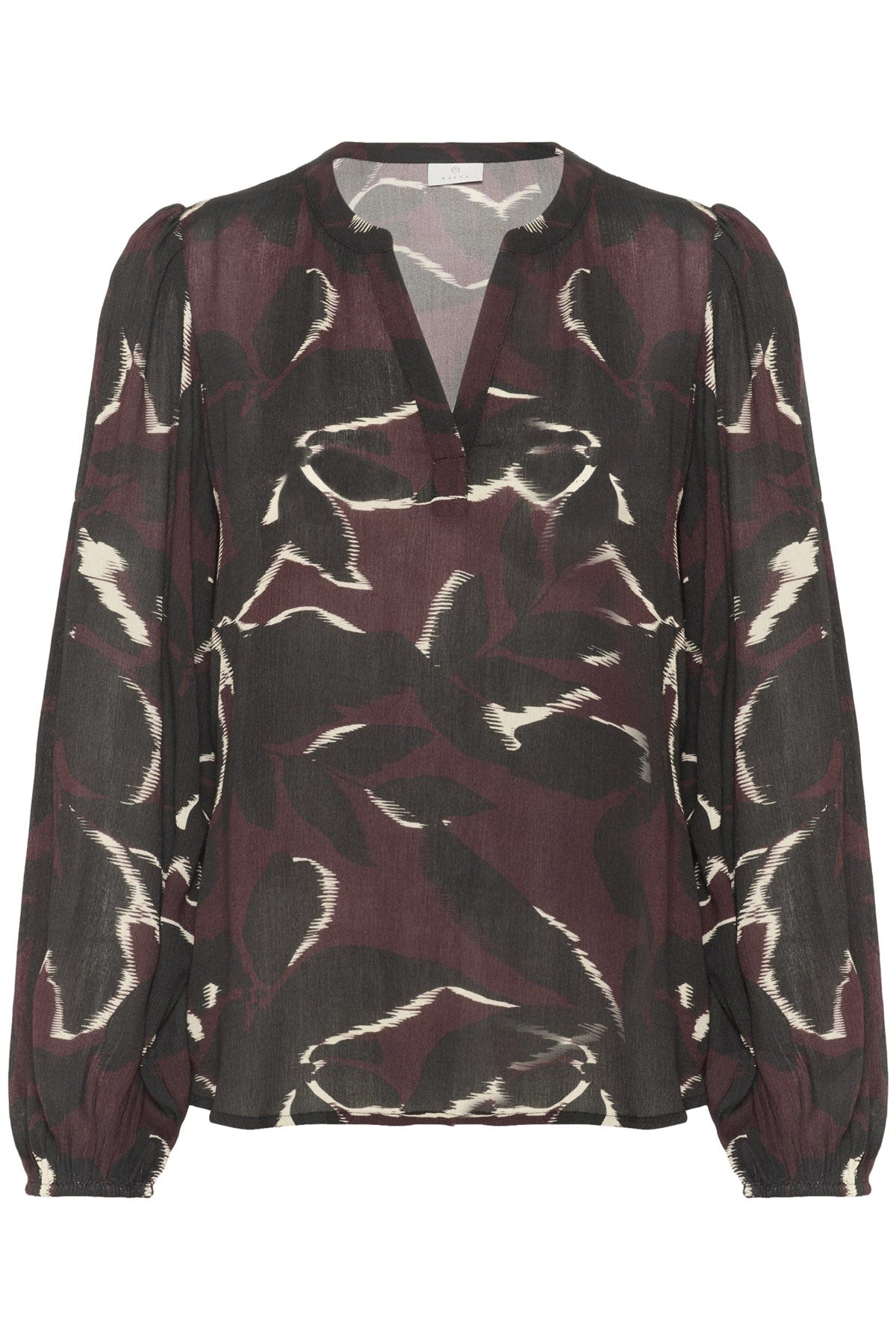 Kaffe Beate Leaf Print Blouse - Windsor Wine/Black