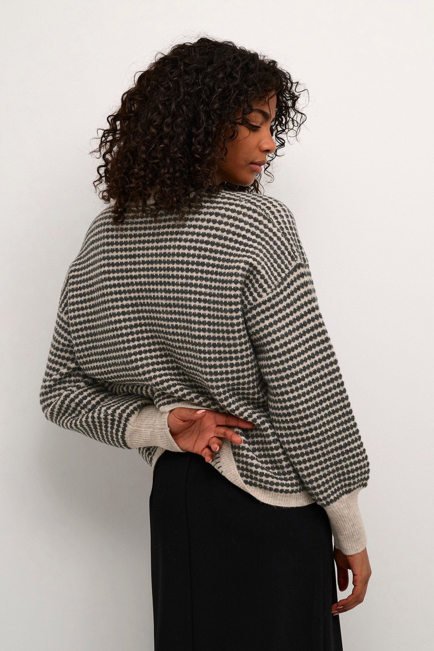 Kaffe Ellery Knit Jumper - Feather Gray/ Black Structure