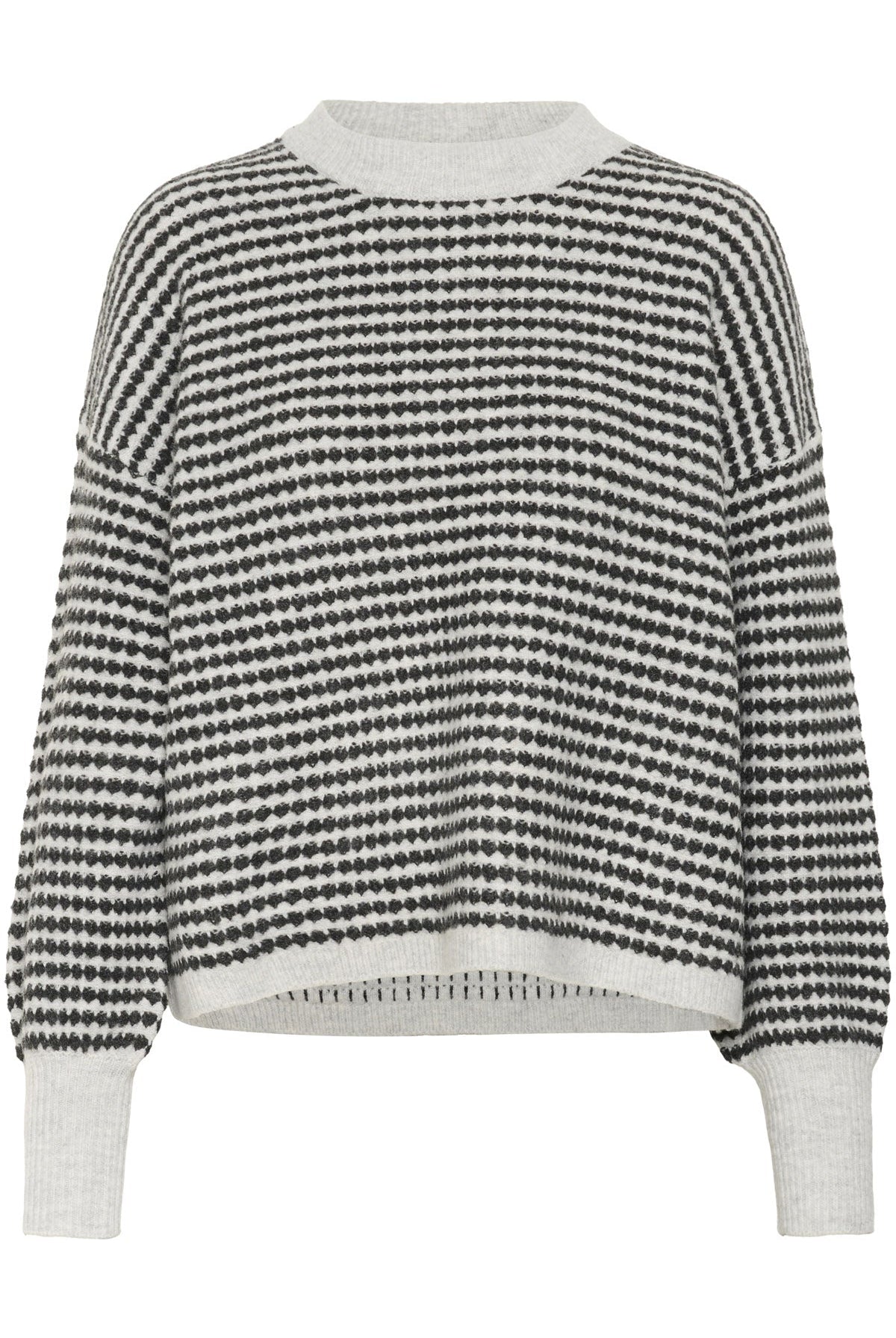 Kaffe Ellery Textured Knit Jumper - Light Grey Melange/Black
