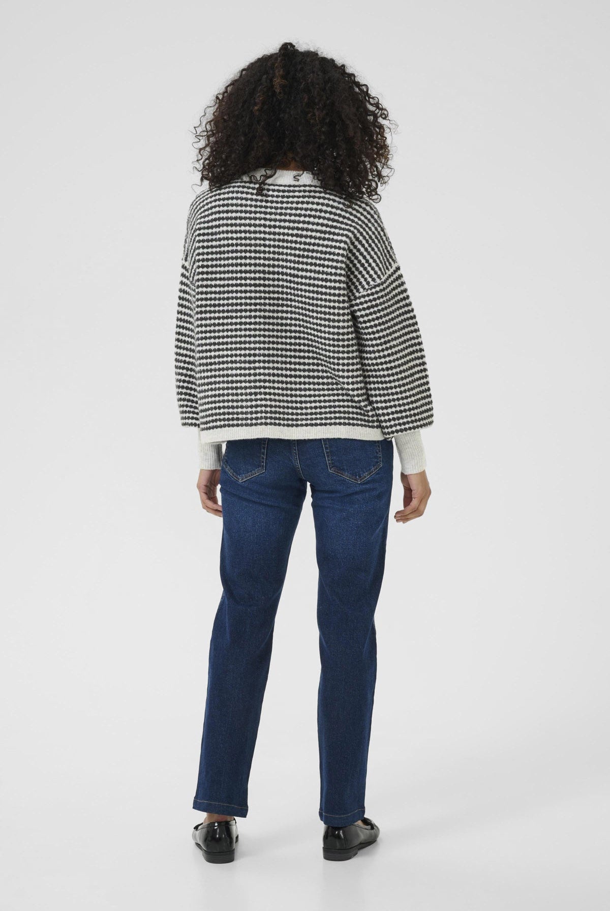 Kaffe Ellery Textured Knit Jumper - Light Grey Melange/Black