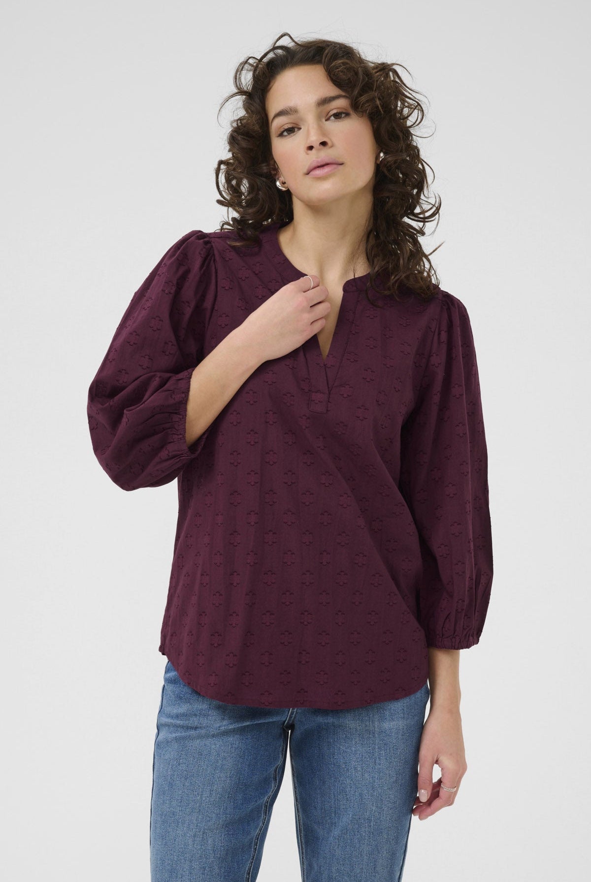 Kaffe Enya Cotton Blouse - Windsor Wine
