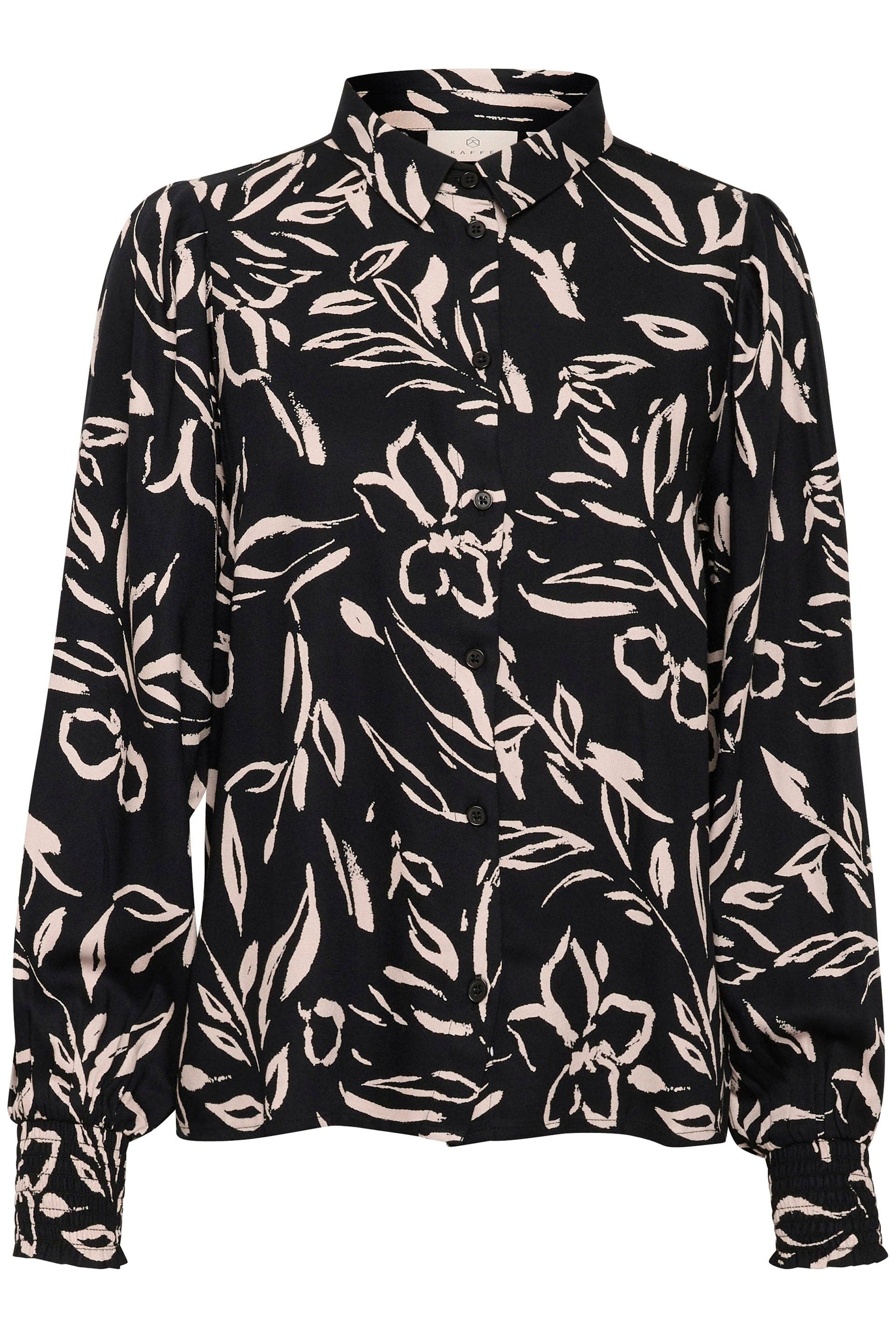 Kaffe Forrest Printed Shirt - Black/Sand Painted Flower