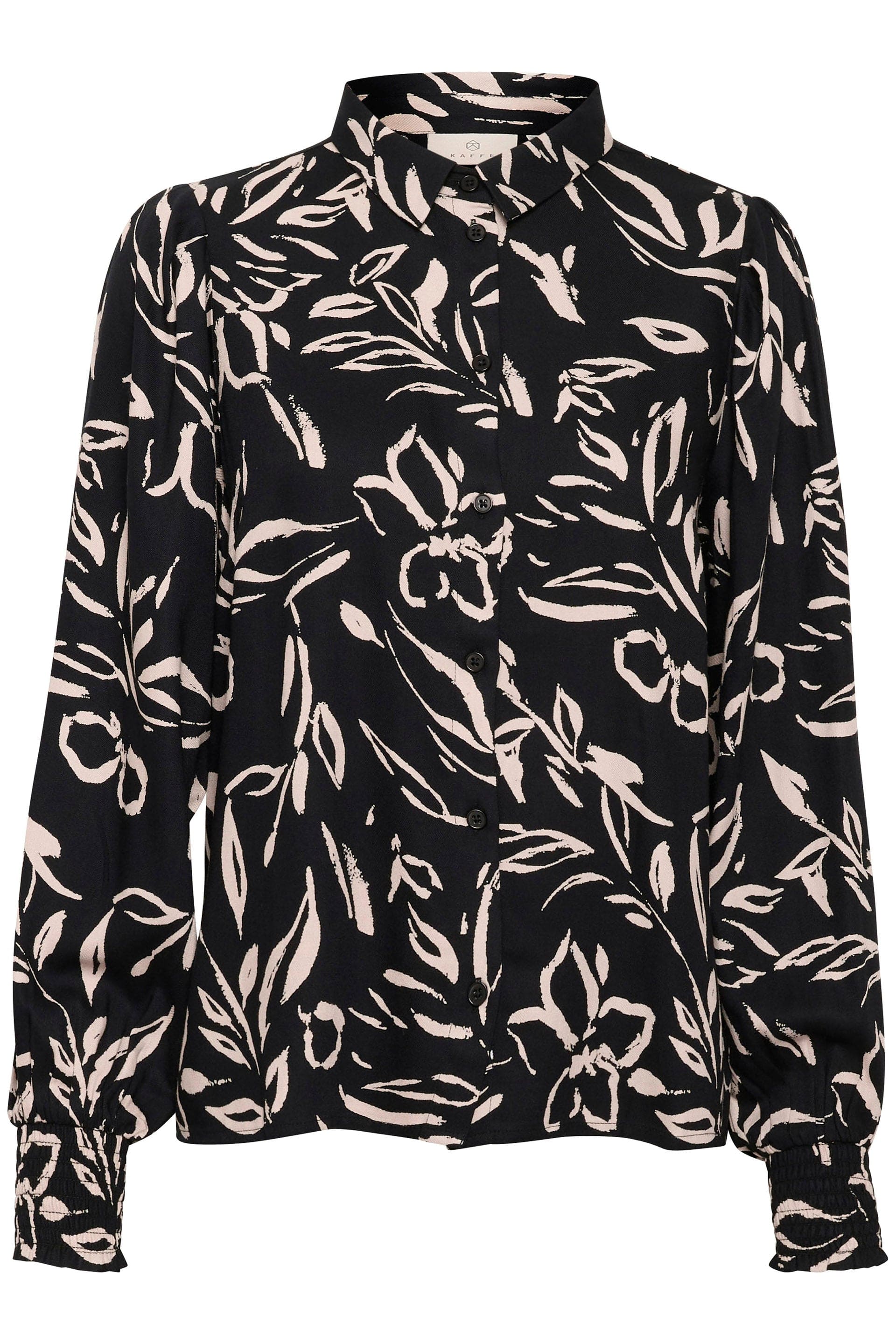 Kaffe Forrest Printed Shirt - Black/Sand Painted Flower