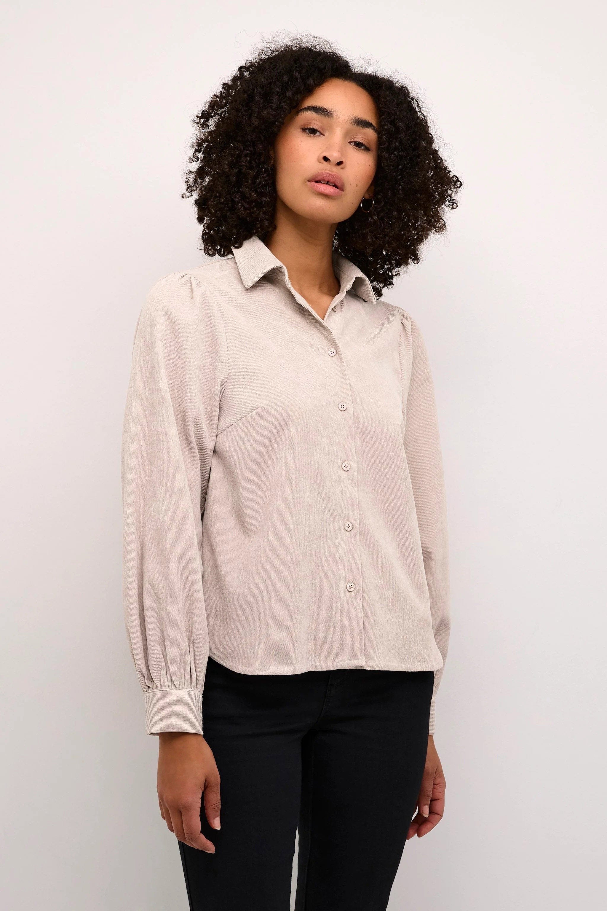 Kaffe Hermine Micro Needlecord Shirt - Feather Grey