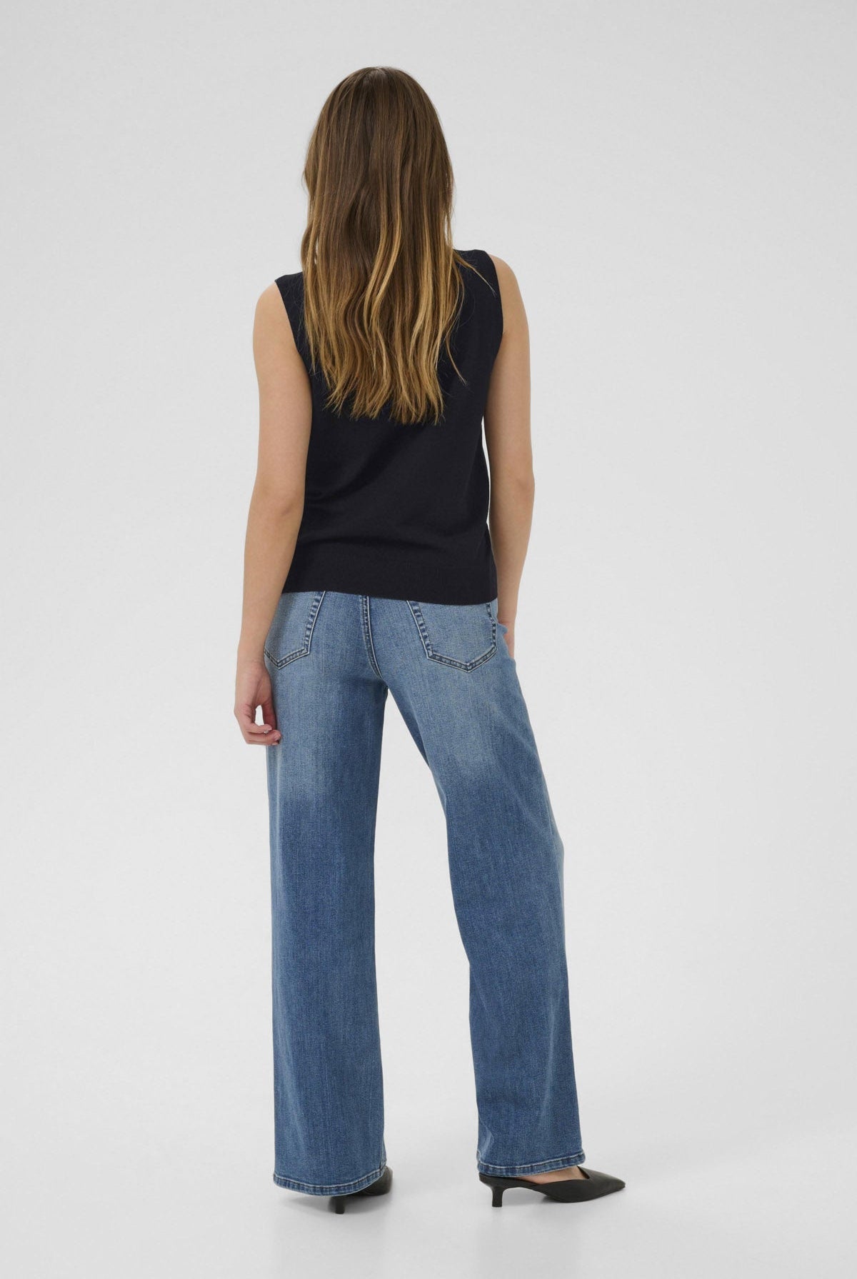 Kaffe Lizza Knit Sleeveless Knit Jumper - Black Deep