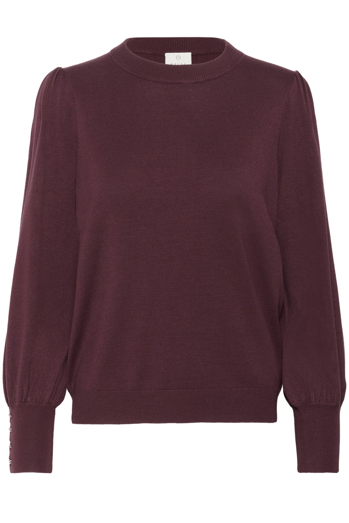 Kaffe Lizza Round Neck Knit Jumper with Button Detail - Windsor Wine